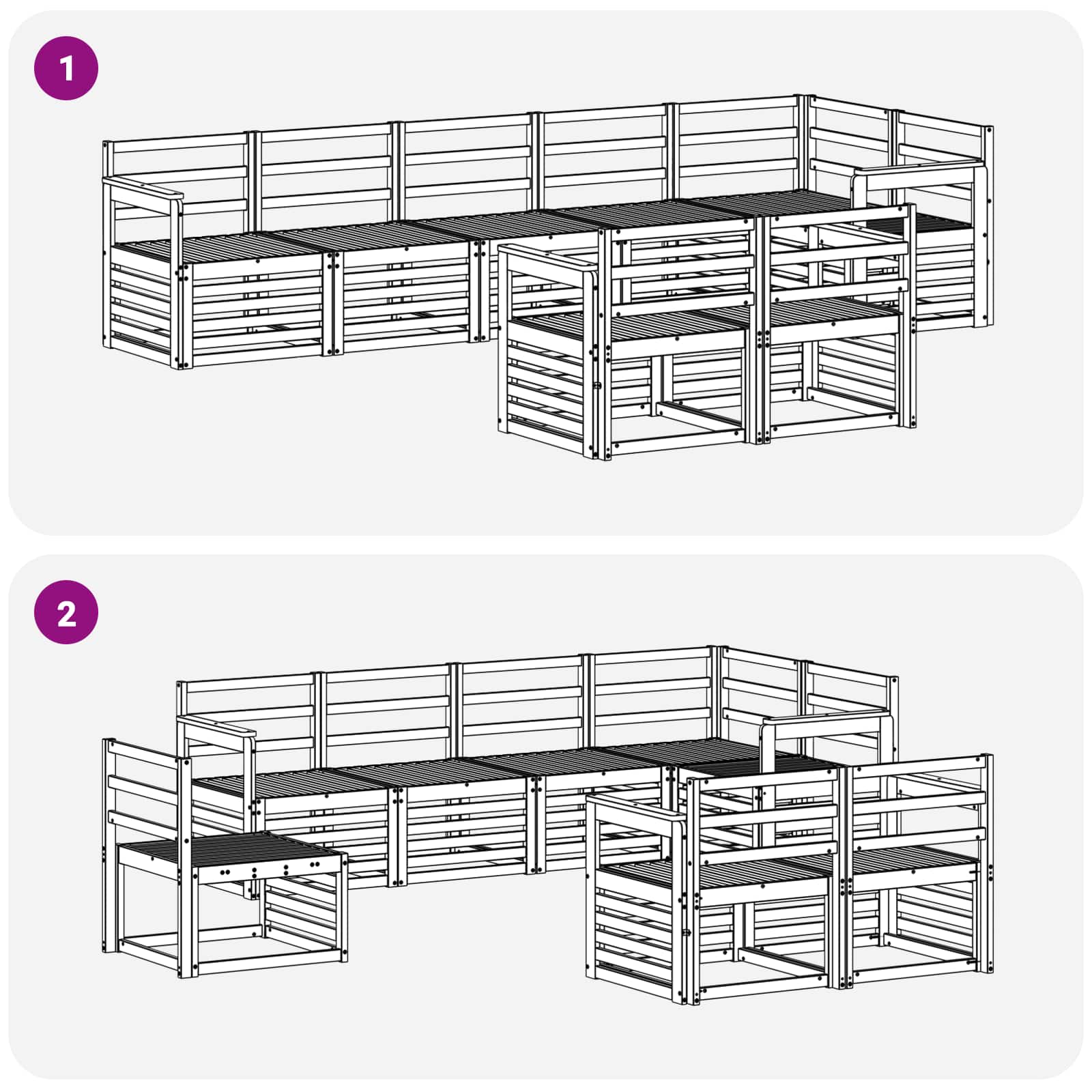 Set vanjskih sofa 8 pcs Bijela 306 x 128,5 x 73 cm