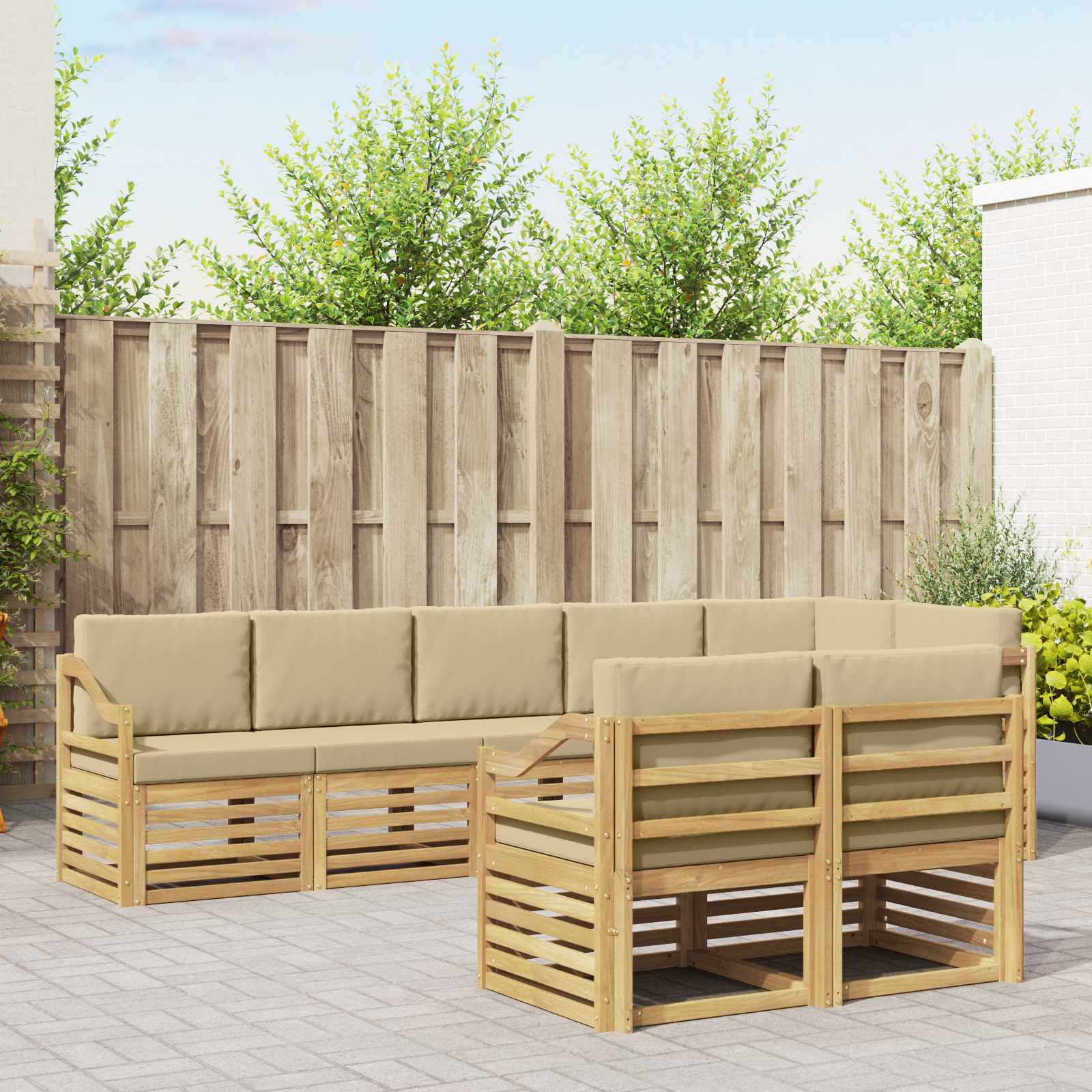 Set vanjskih sofa 8 pcs Bijela i bež 304 x 126,5 x 73 cm