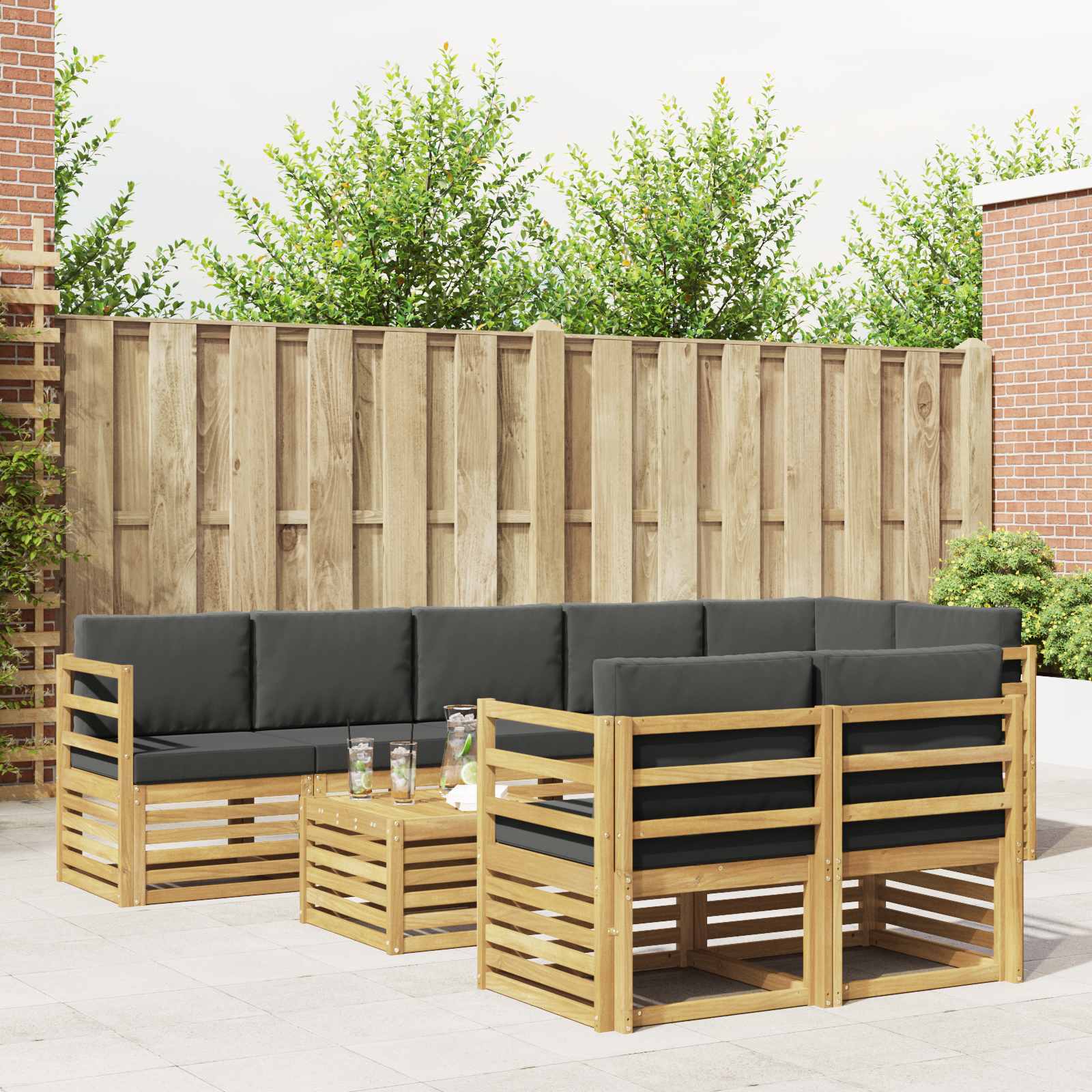 Set vanjskih sofa 8 pcs Bijela i antracit 59 x 59 x 37 cm