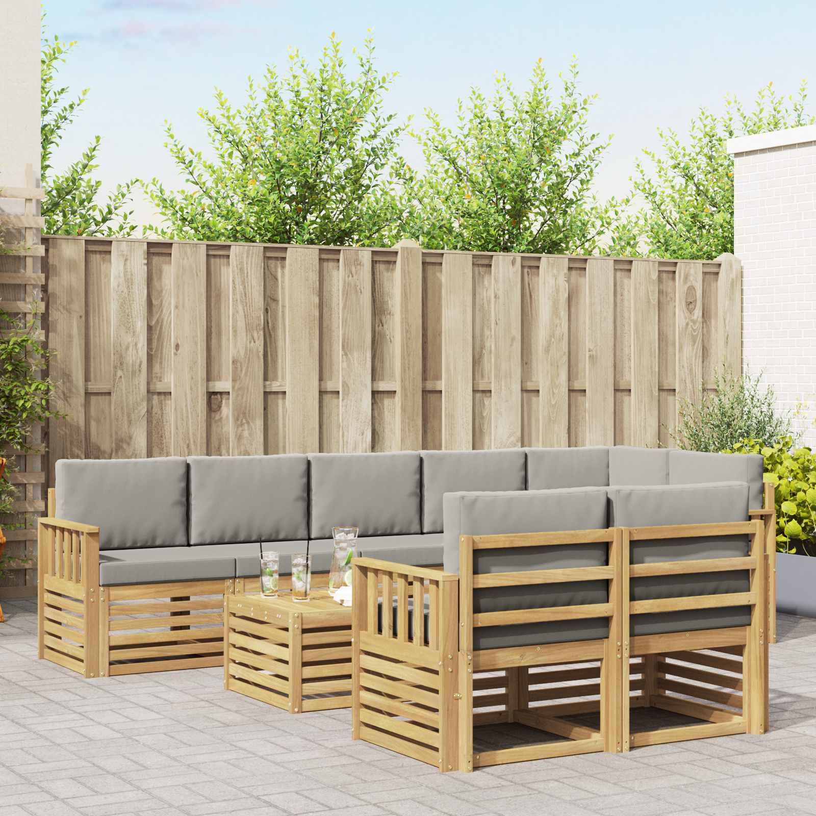 Set vanjskih sofa 8 pcs Bijela i svjetlosiva 59 x 59 x 37 cm
