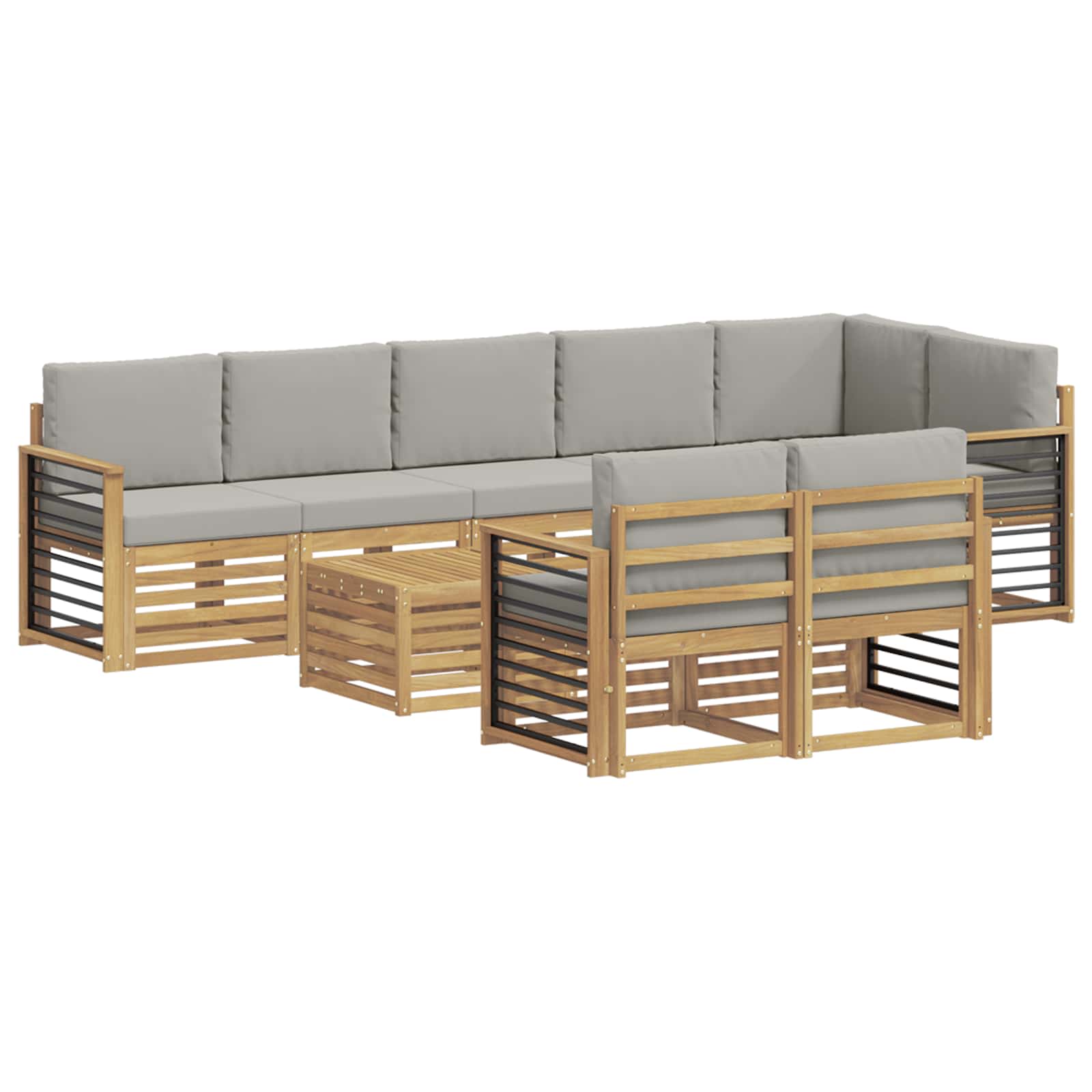 Set vanjskih sofa 9 pcs Bijela i svjetlosiva 59 x 59 x 37 cm