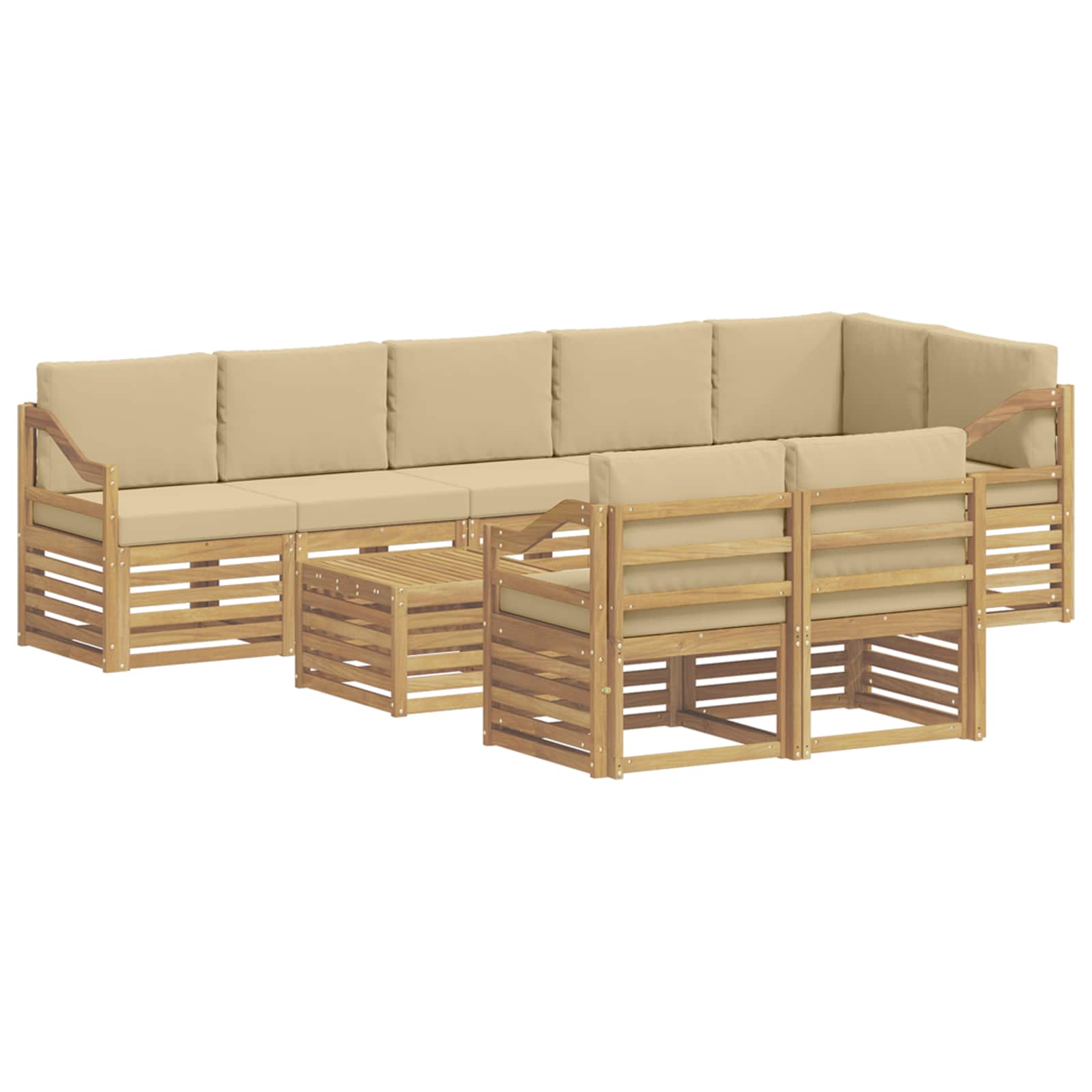 Set vanjskih sofa 9 pcs Bijela i bež 59 x 59 x 37 cm Poliester