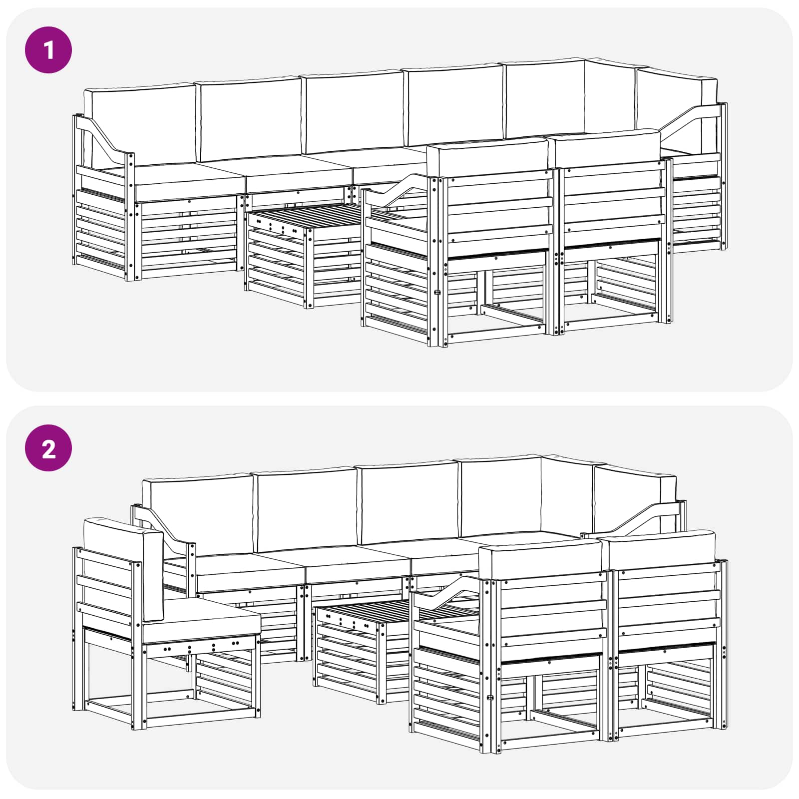 Set vanjskih sofa 9 pcs Bijela i bež 59 x 59 x 37 cm Poliester