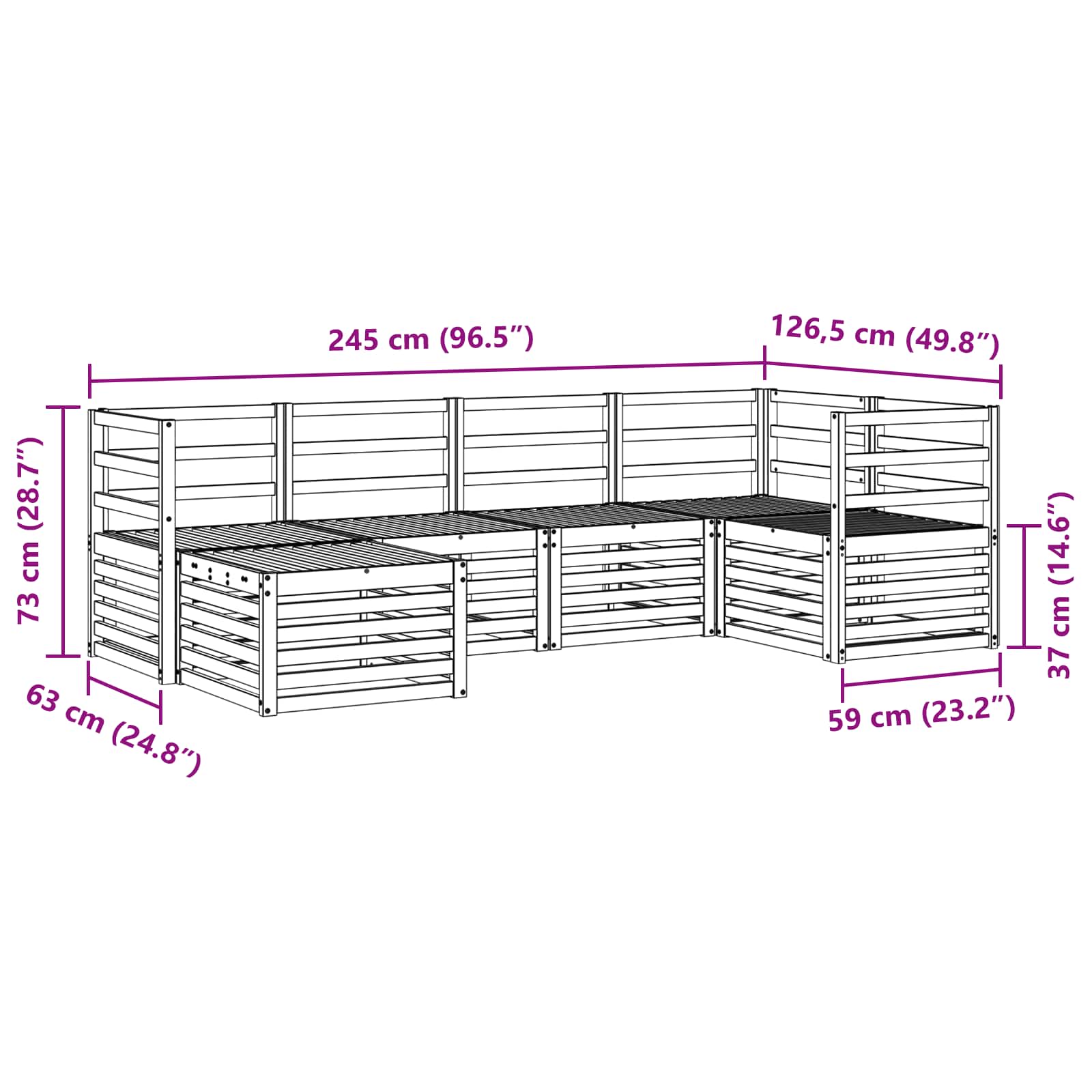 Set vanjskih sofa 6 pcs Bijela Poliester