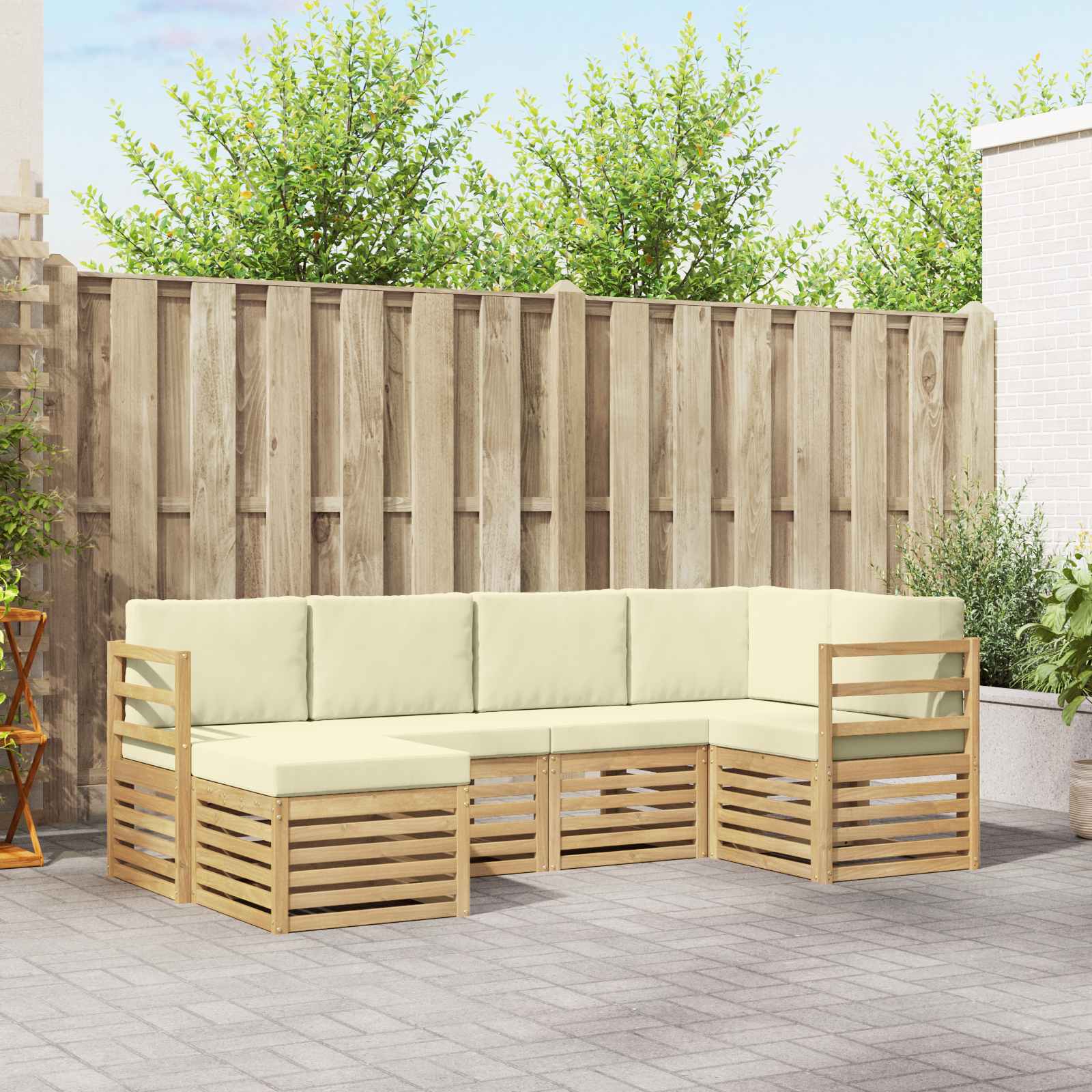 Set vanjskih sofa 6 pcs Bijela i krem Poliester