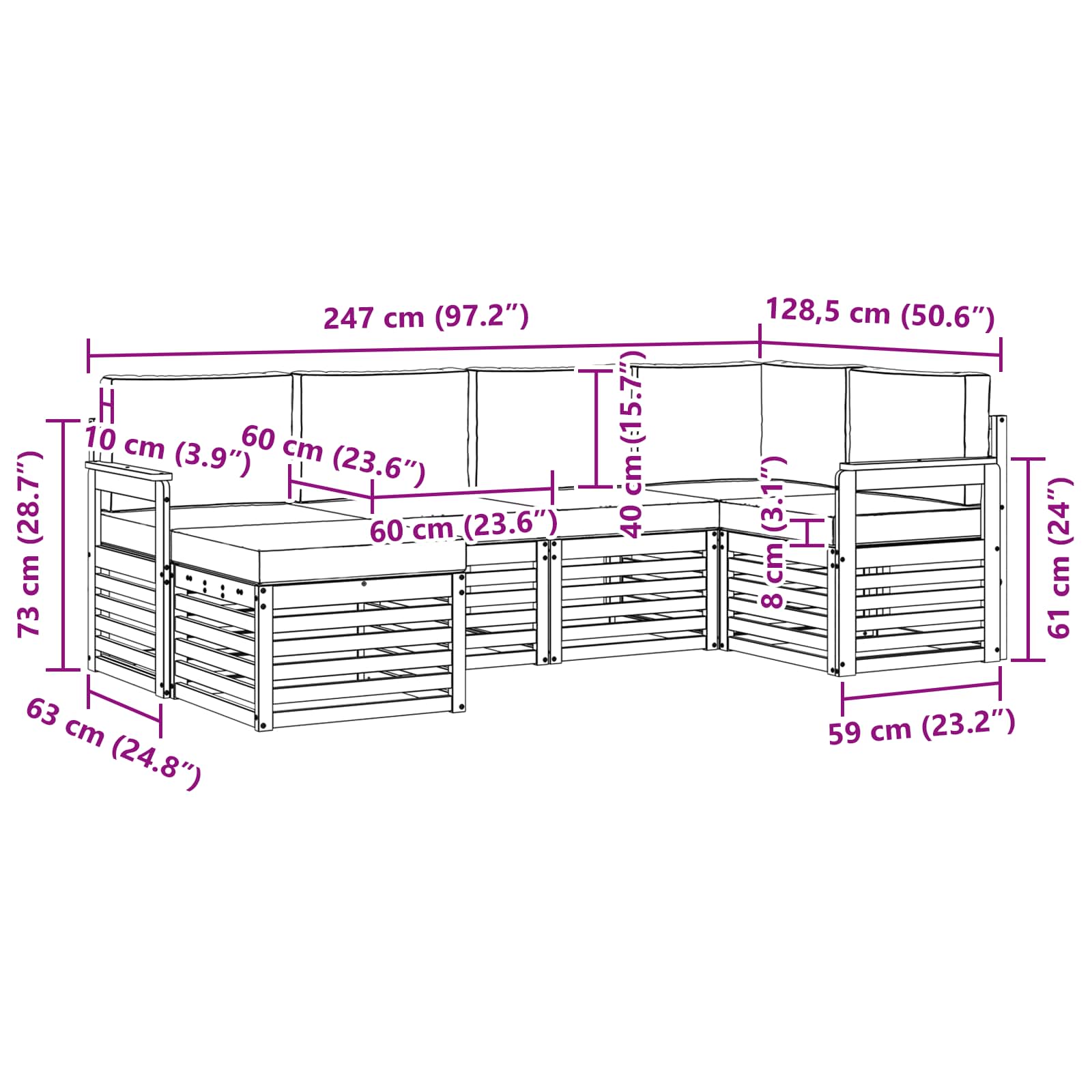 Set vanjskih sofa 6 pcs Bijela i krem Poliester