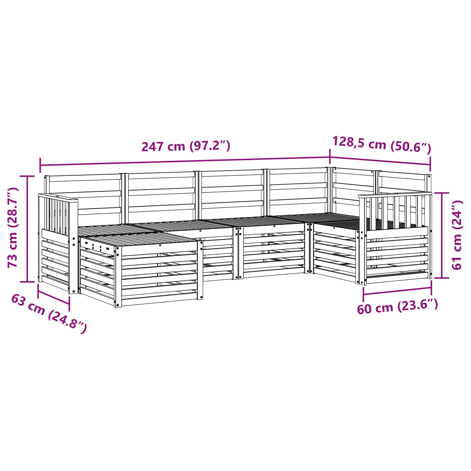 Set vanjskih sofa 6 pcs Bijela Poliester