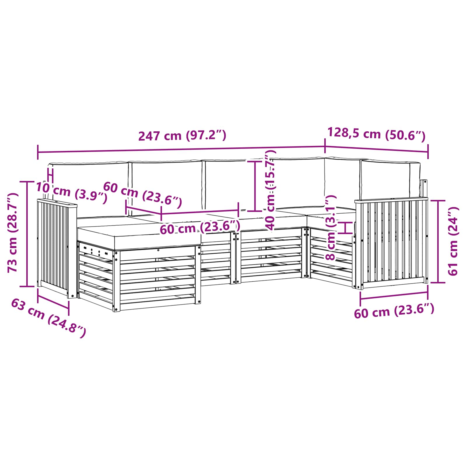 Set vanjskih sofa 6 pcs Bijela i krem Poliester
