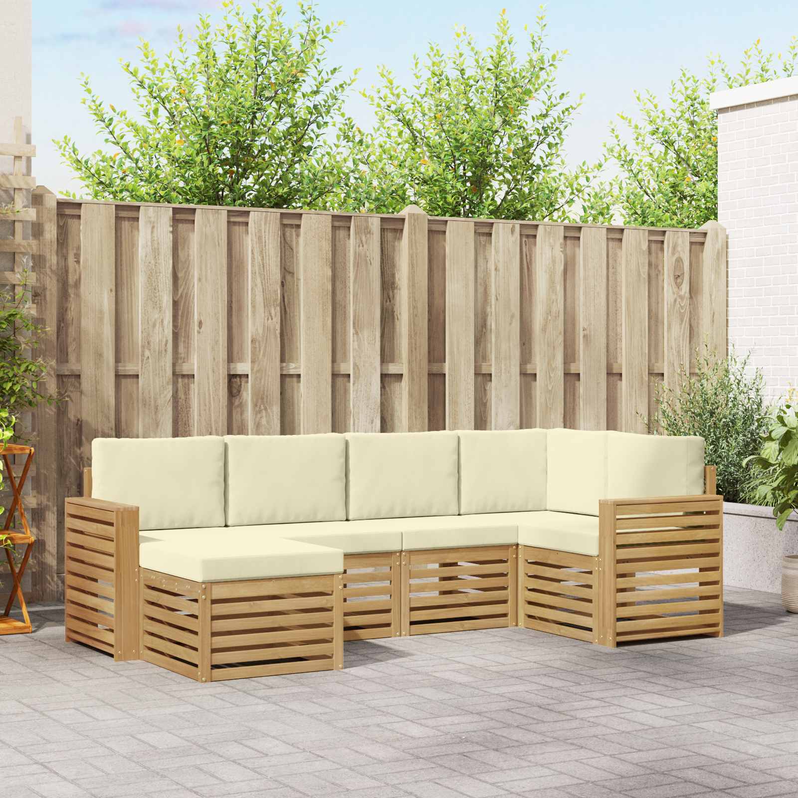 Set vanjskih sofa 6 pcs Bijela i krem Poliester