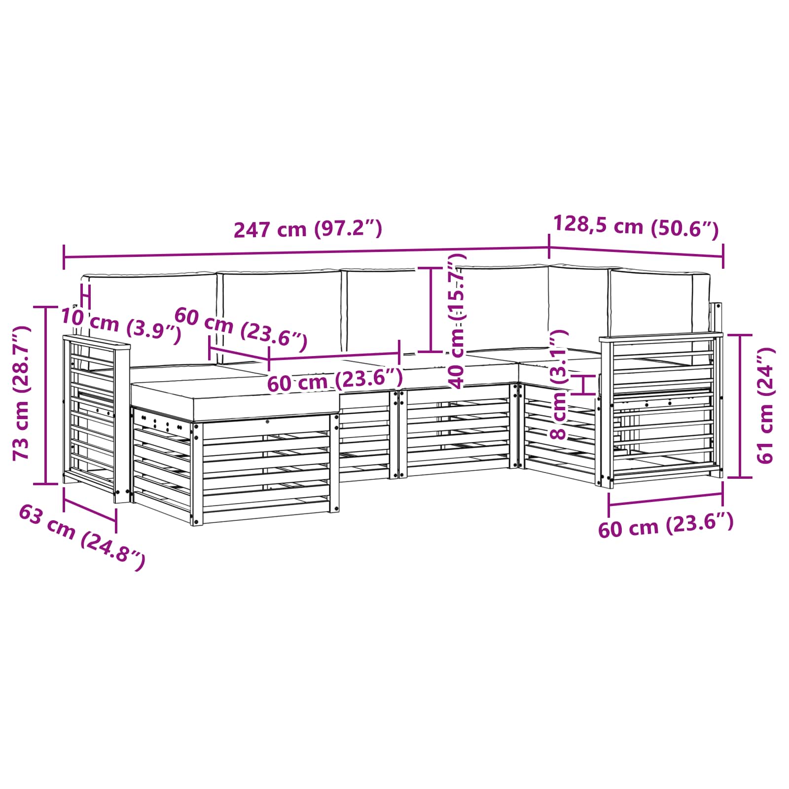 Set vanjskih sofa 6 pcs Bijela i krem Poliester