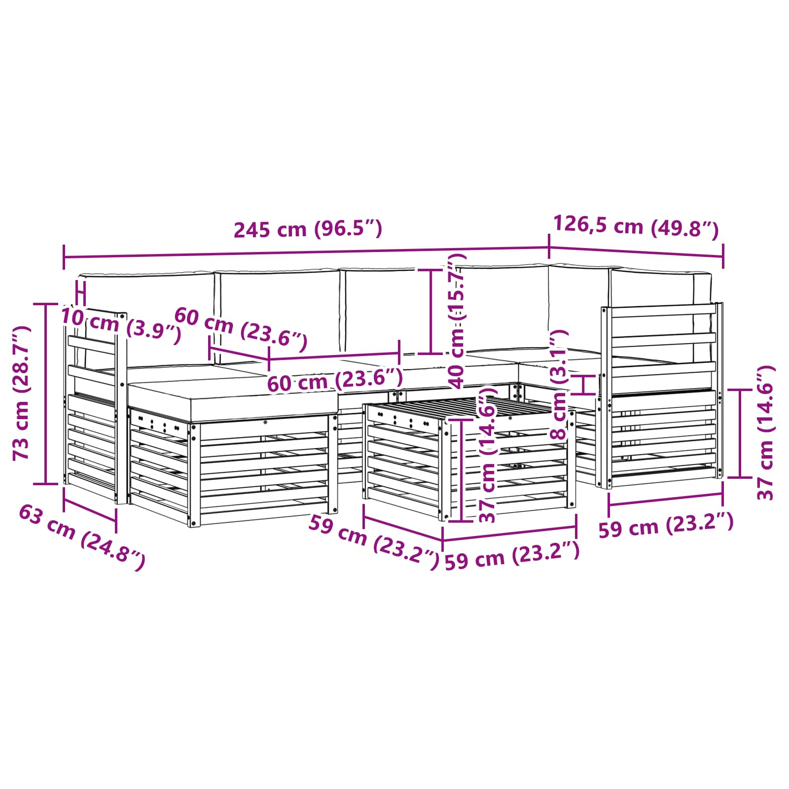 Set vanjskih sofa 7 pcs Bijela i antracit Poliester