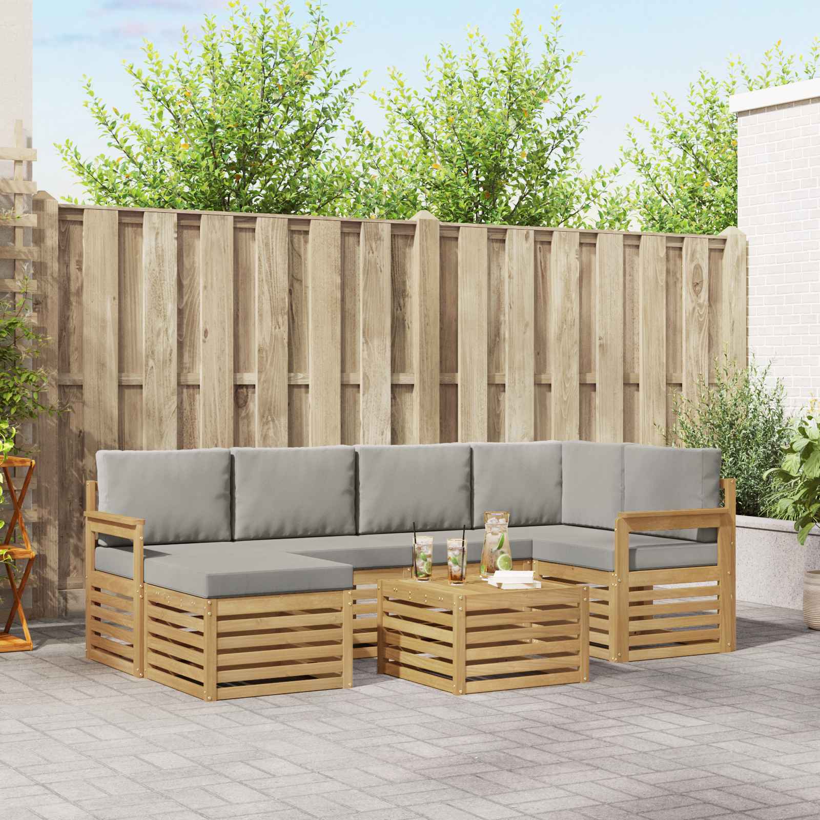 Set vanjskih sofa 7 pcs Bijela i svjetlosiva 59 x 59 x 37 cm