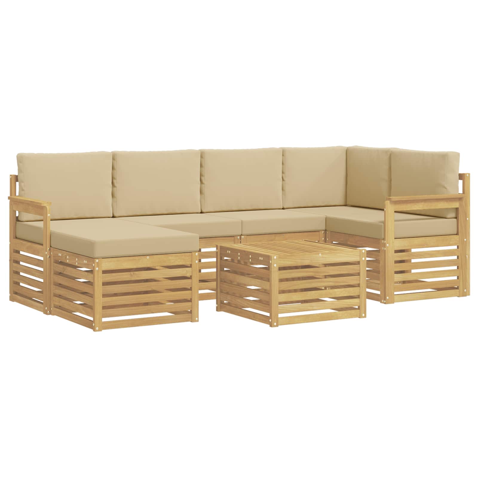 Set vanjskih sofa 7 pcs Bijela i bež 59 x 59 x 37 cm Poliester