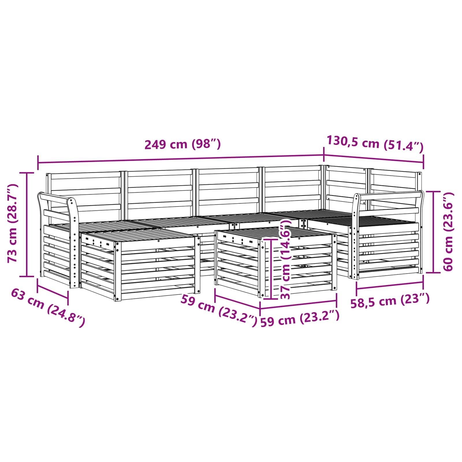 Set vanjskih sofa 7 pcs Bijela Poliester