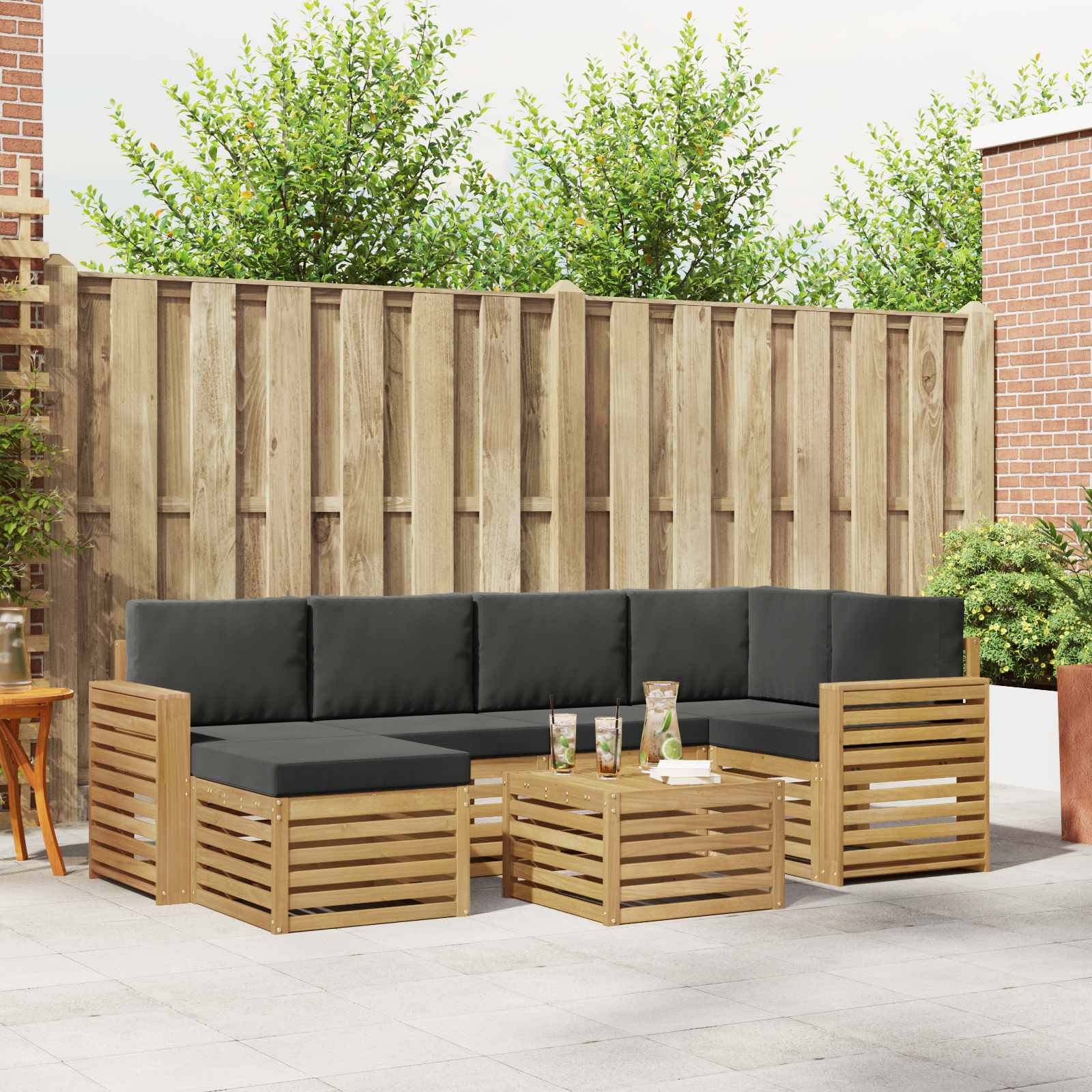 Set vanjskih sofa 7 pcs Bijela i antracit Poliester