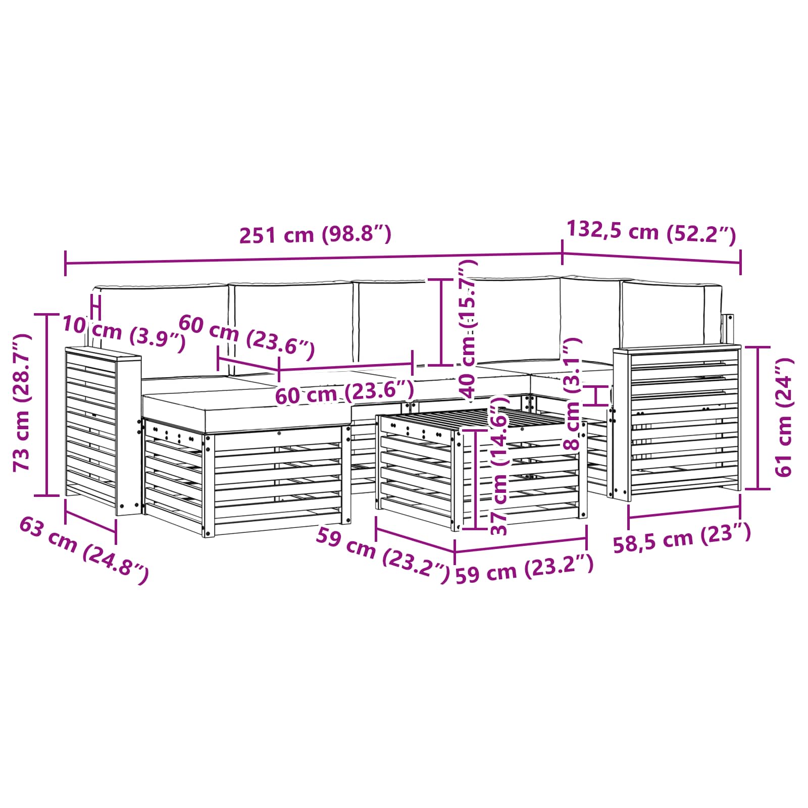 Set vanjskih sofa 7 pcs Bijela i antracit Poliester