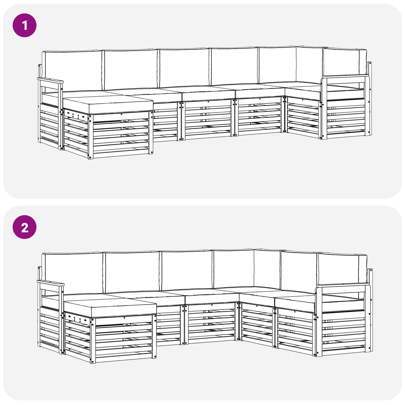 Set vanjskih sofa 6 pcs Bijela i Bež 306 x 128,5 x 73 cm