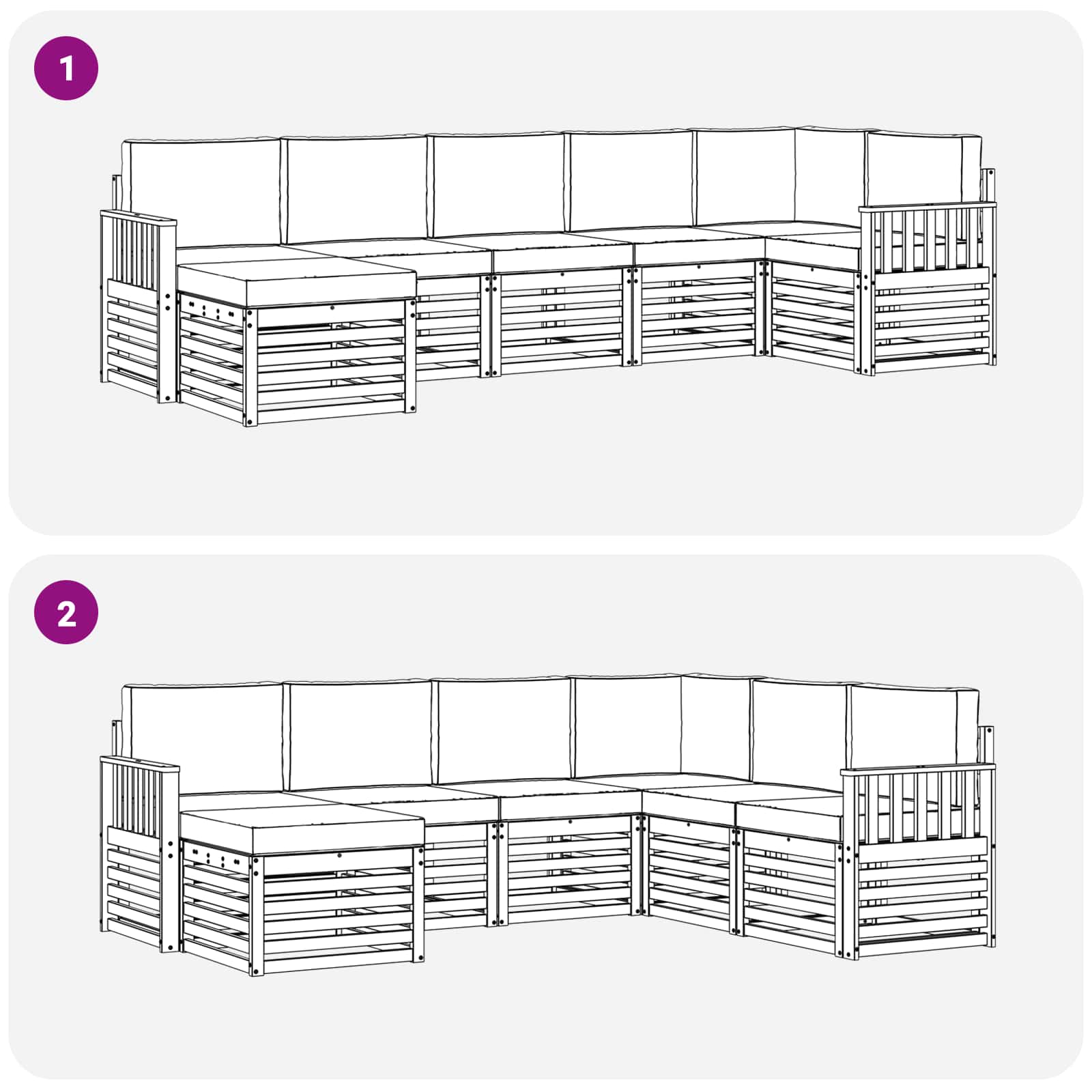 Set vanjskih sofa 6 pcs Bijela i svijetlosiva