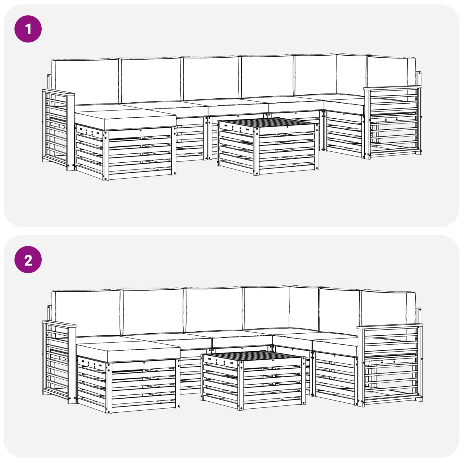 Set vanjskih sofa 8 pcs Bijela i svjetlosiva 59 x 59 x 37 cm