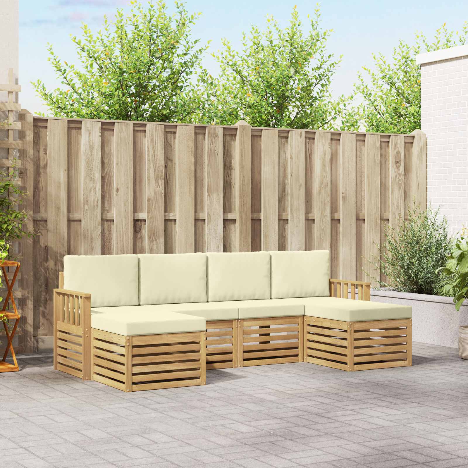Set vanjskih sofa 6 pcs Bijela i krem 249 x 122,5 x 73 cm