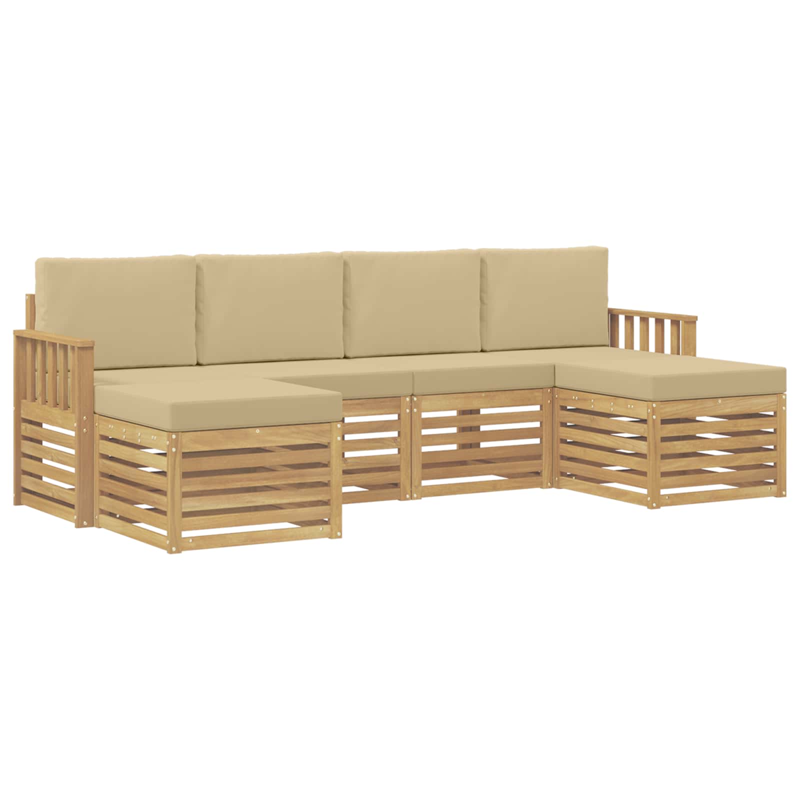 Set vanjskih sofa 5 pcs Bijela i Bež 249 x 122,5 x 73 cm