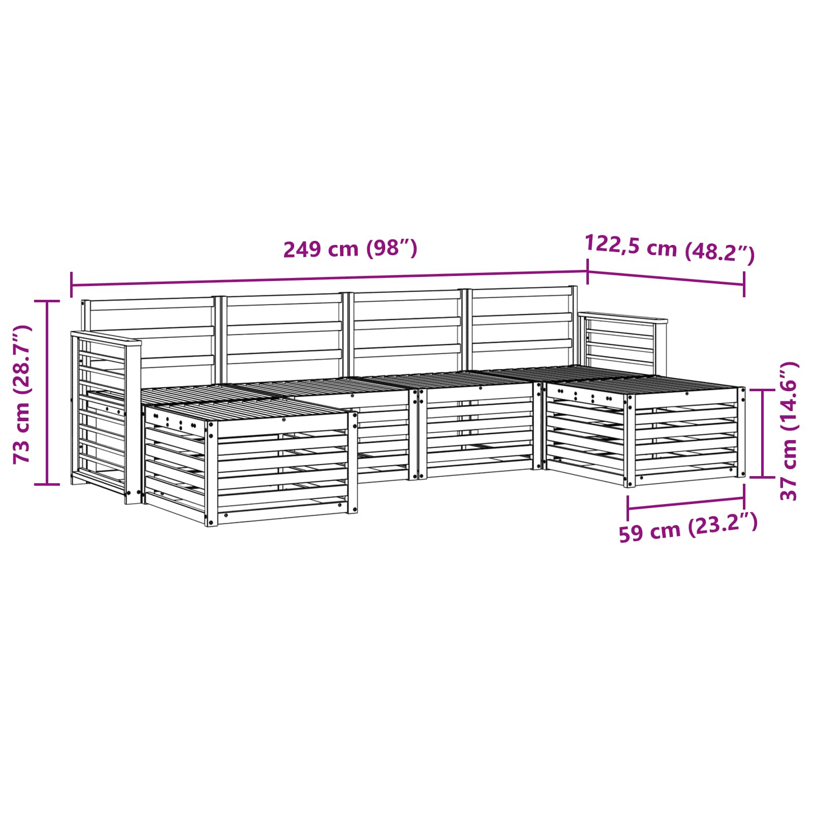 Setovi sofa 6 pcs Bijela Čvrsto drvo akacije