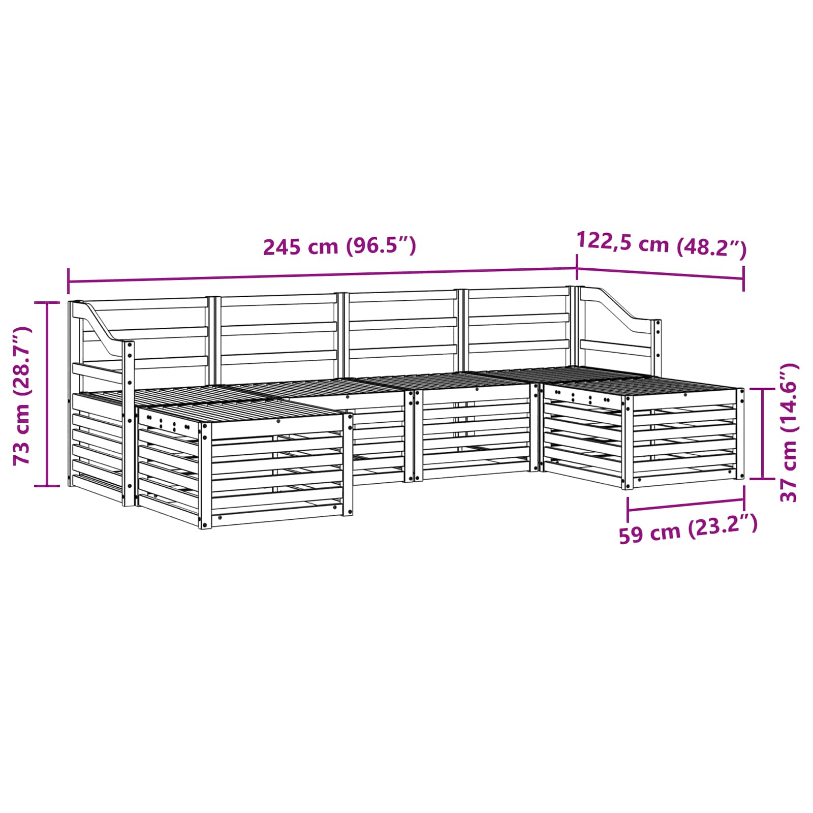 Setovi sofa 6 pcs Bijela Čvrsto drvo akacije