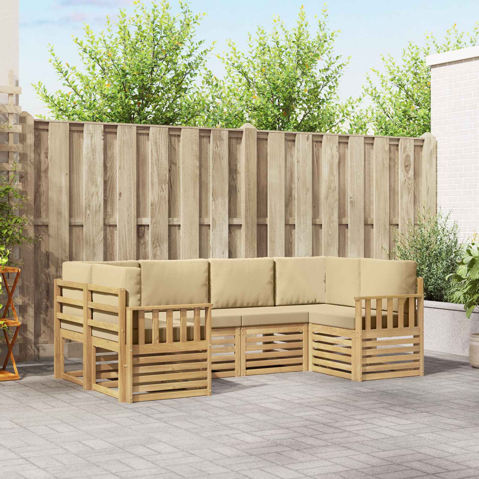 Set vanjskih sofa 5 pcs Bijela i Bež 245 x 128,5 x 73 cm