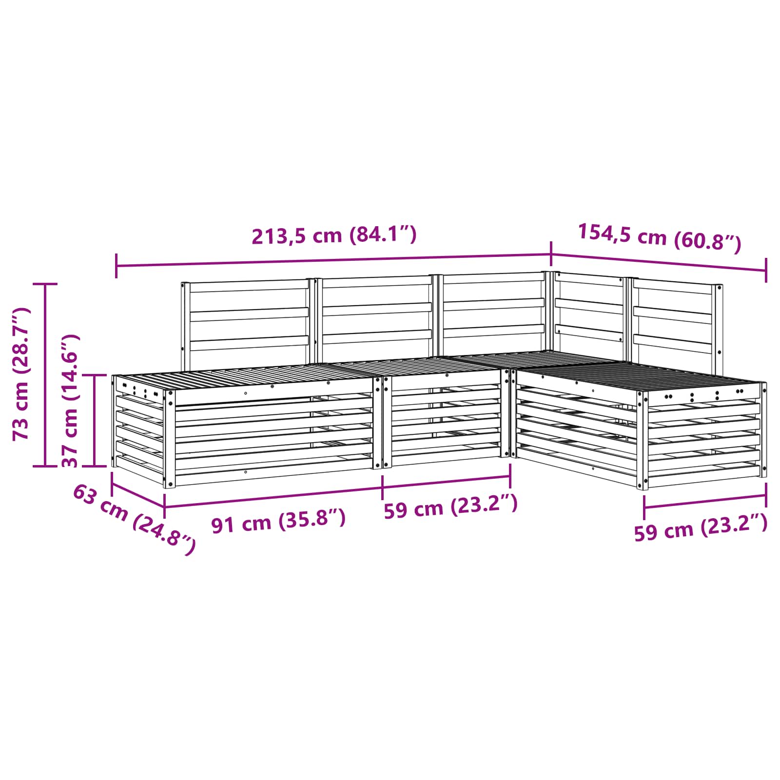 Set vanjskih sofa 4 Komad Bijela Čvrsto drvo akacije