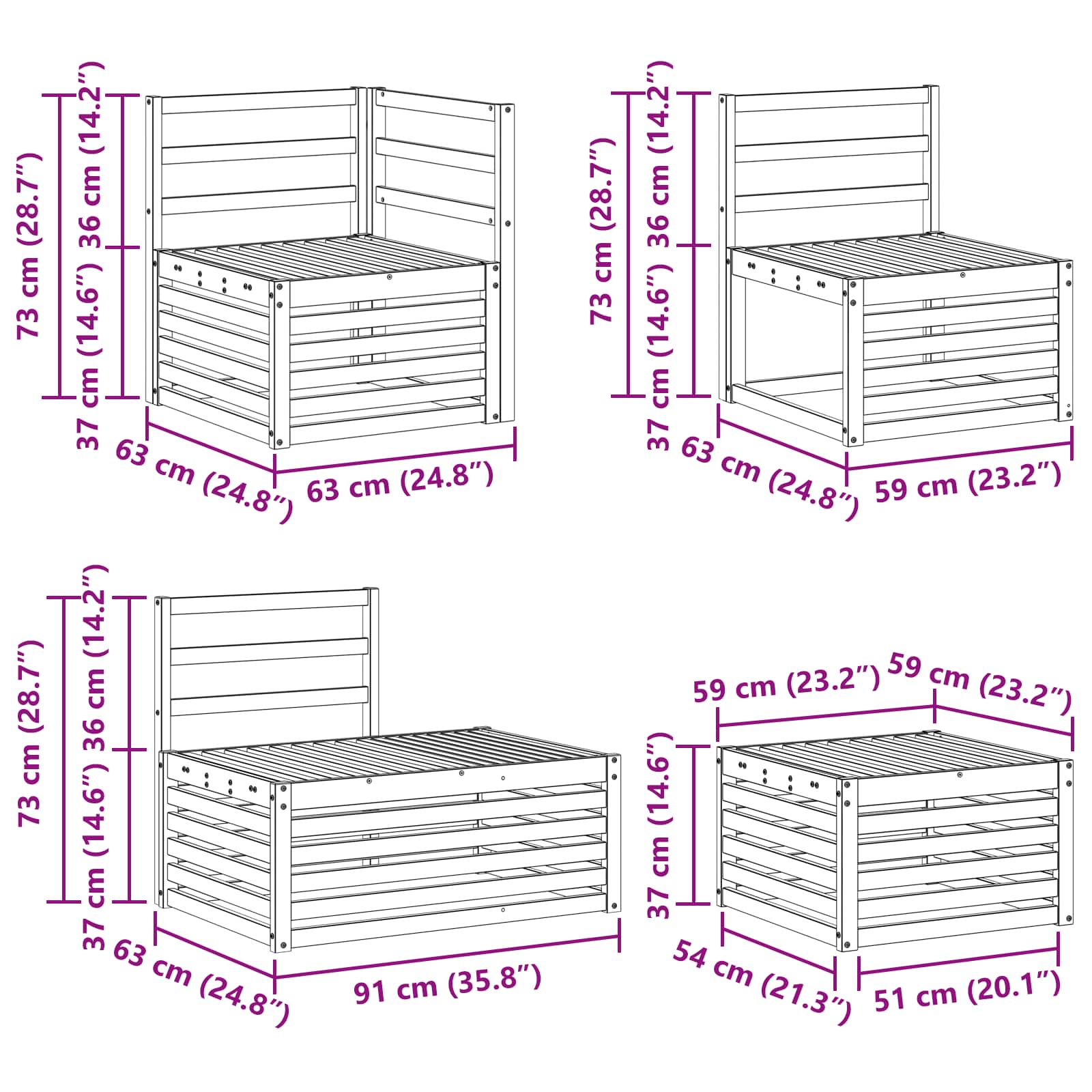 Set vanjskih sofa 5 Komad Bijela
