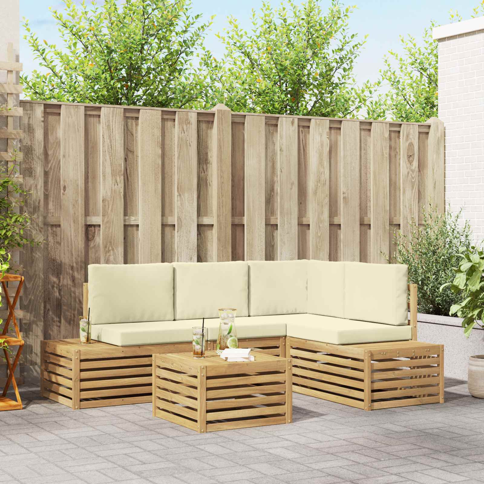 Set vanjskih sofa s jastukom Bijela 59 x 59 x 37 cm Poliester