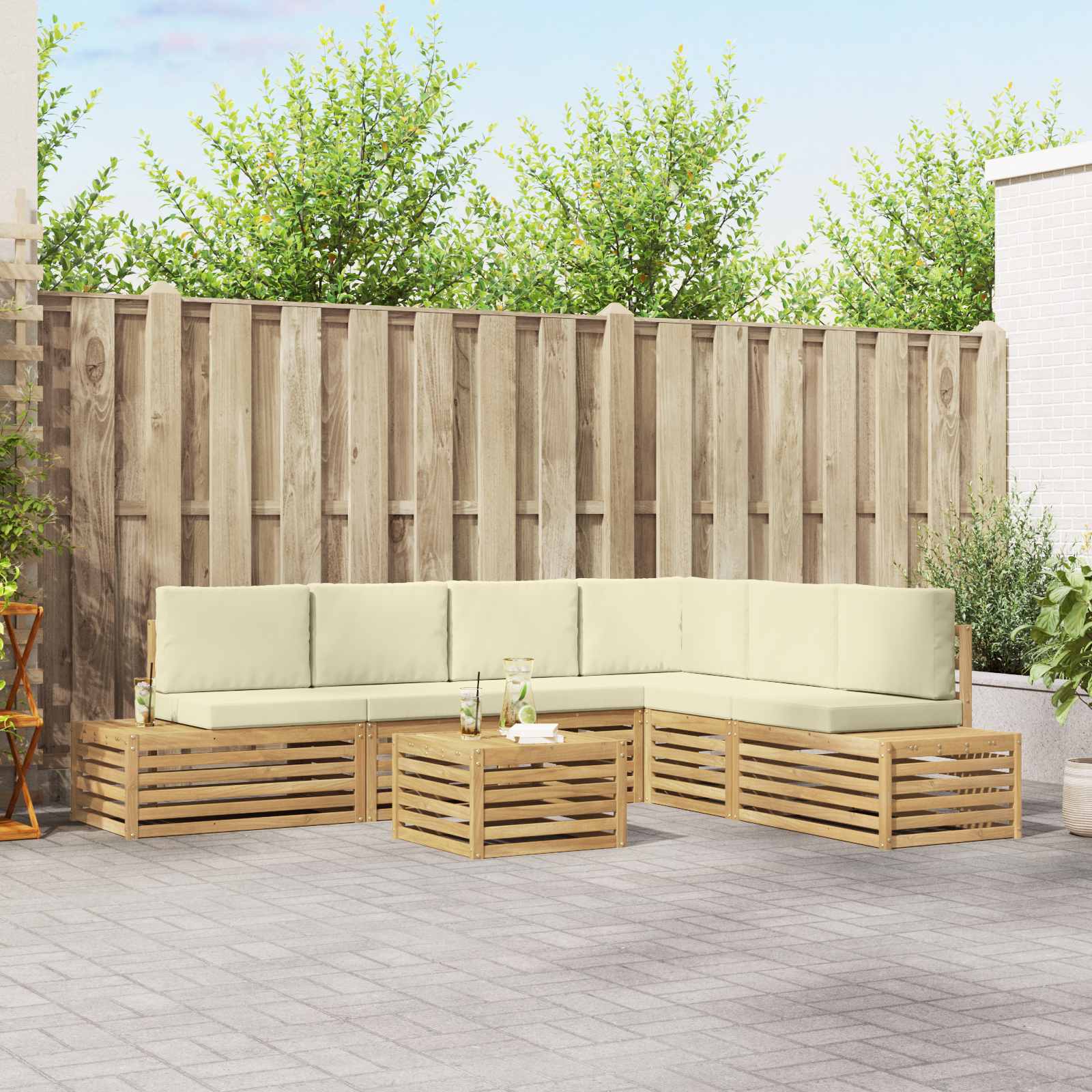 Set vanjskih sofa s jastukom Bijela 59 x 59 x 37 cm Poliester