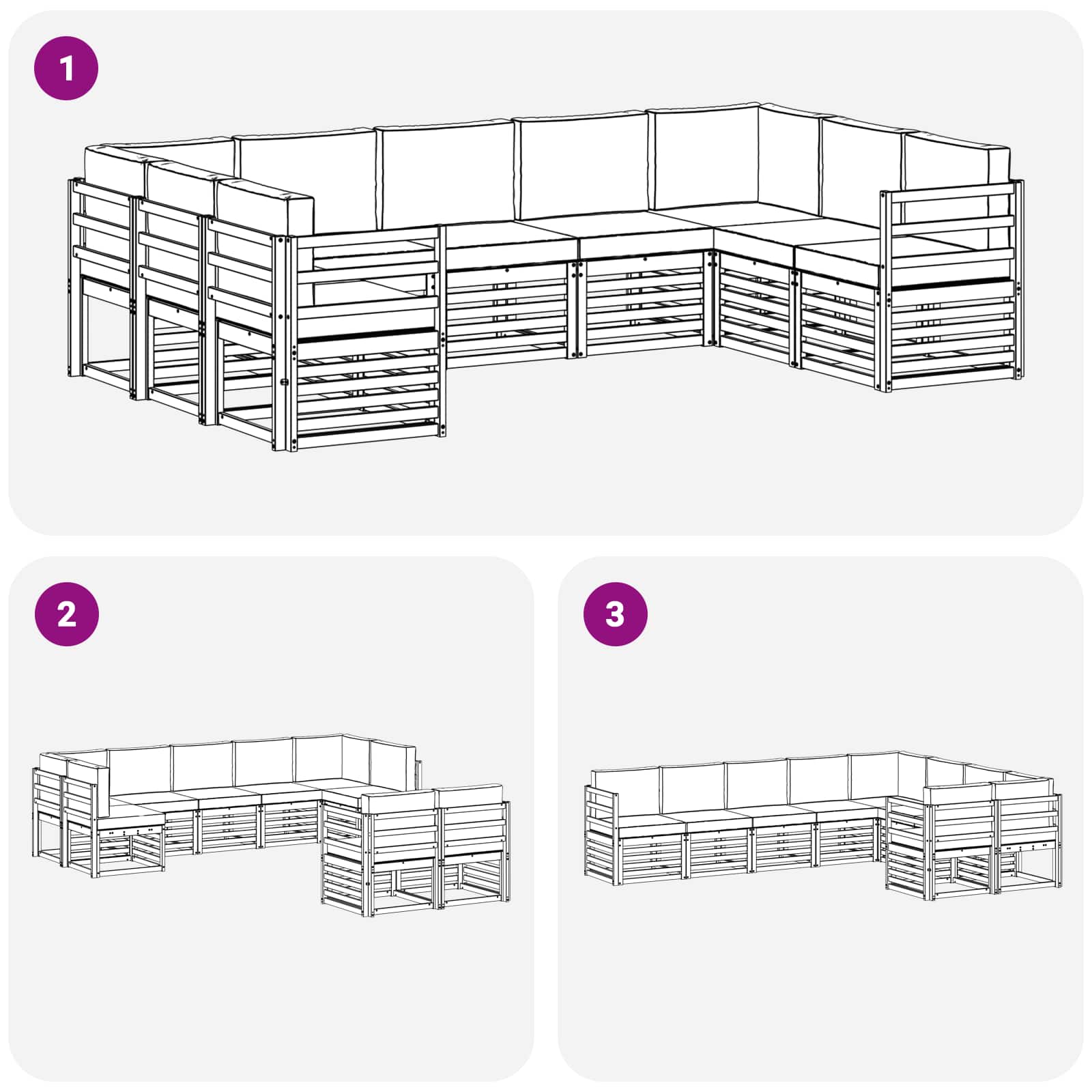 Sekcijska garnitura 9 pcs Bijela i bež 304 x 185,5 x 73 cm