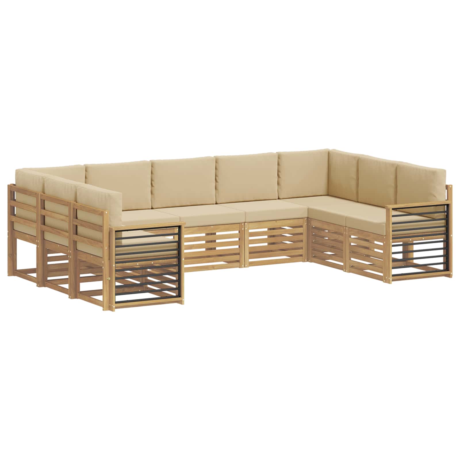 Set vanjskih sofa 9 pcs Bijela i bež 304 x 187,5 x 73 cm