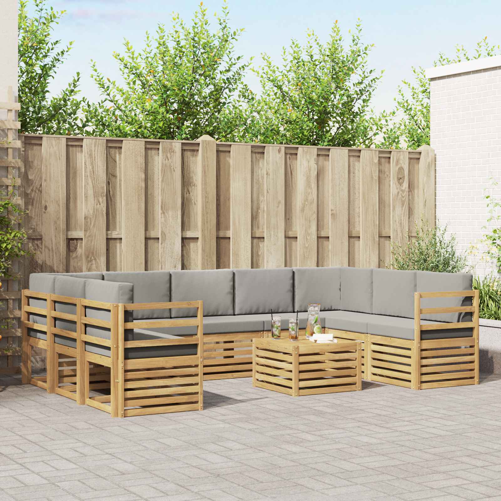 Setovi sofa 10 pcs Bijela i svjetlosiva 59 x 59 x 37 cm