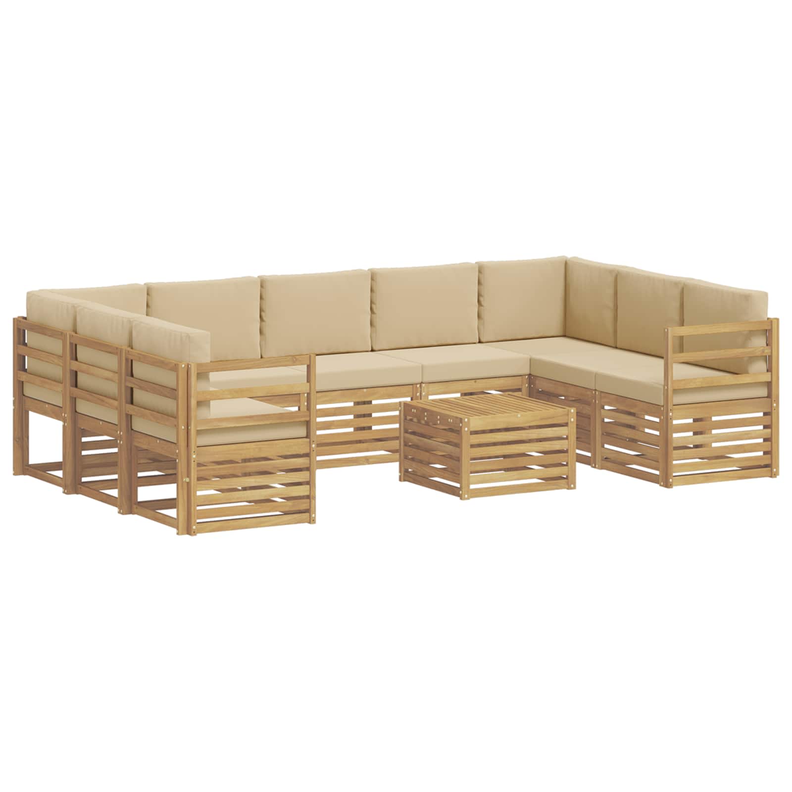 Setovi sofa 10 pcs Bijela i bež 59 x 59 x 37 cm Poliester