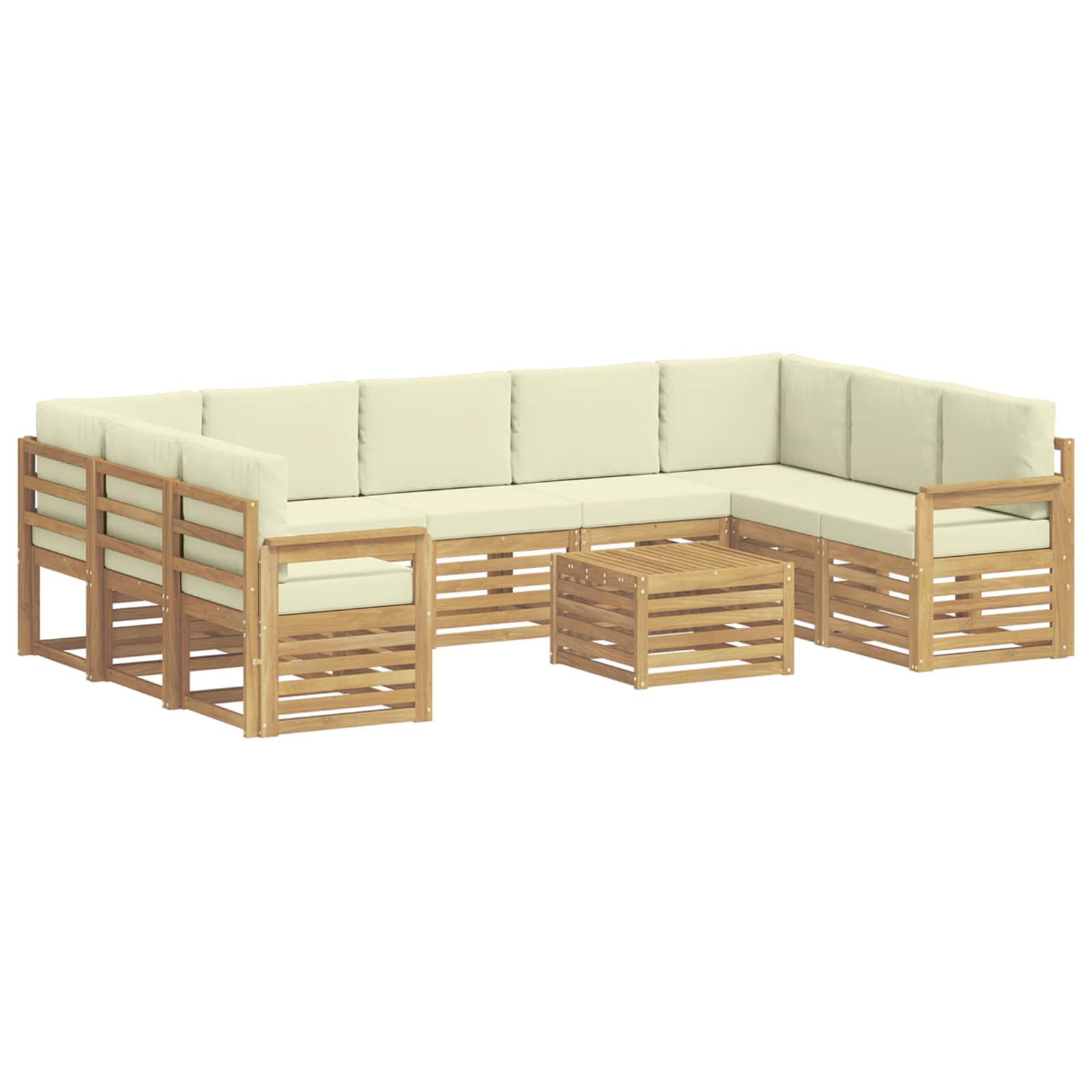 Set vanjskih sofa 8 pcs Bijela i Krem 59 x 59 x 37 cm Poliester
