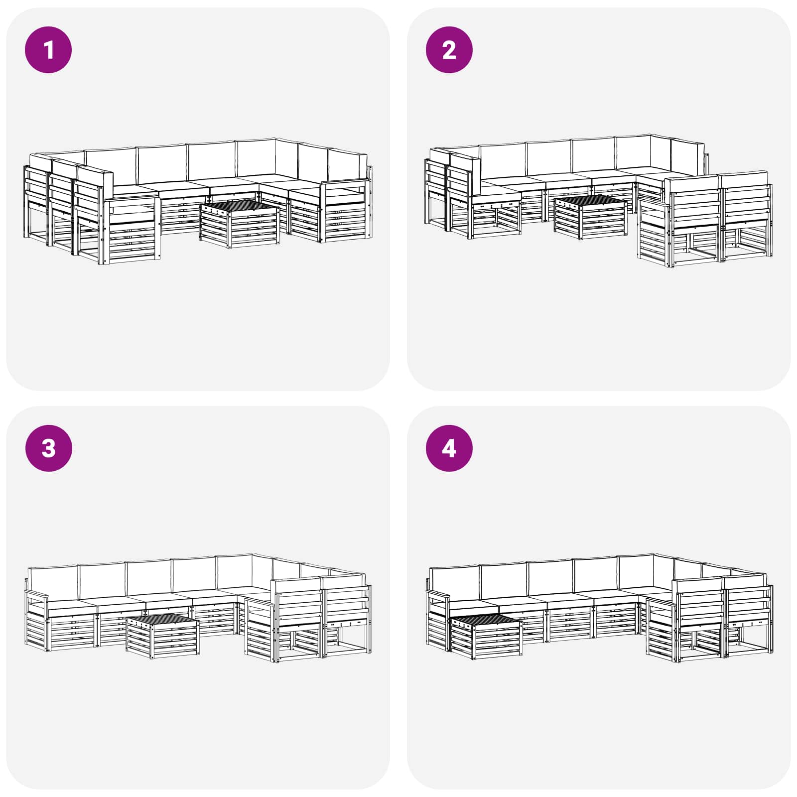 Set vanjskih sofa 8 pcs Bijela i Bež 59 x 59 x 37 cm Poliester