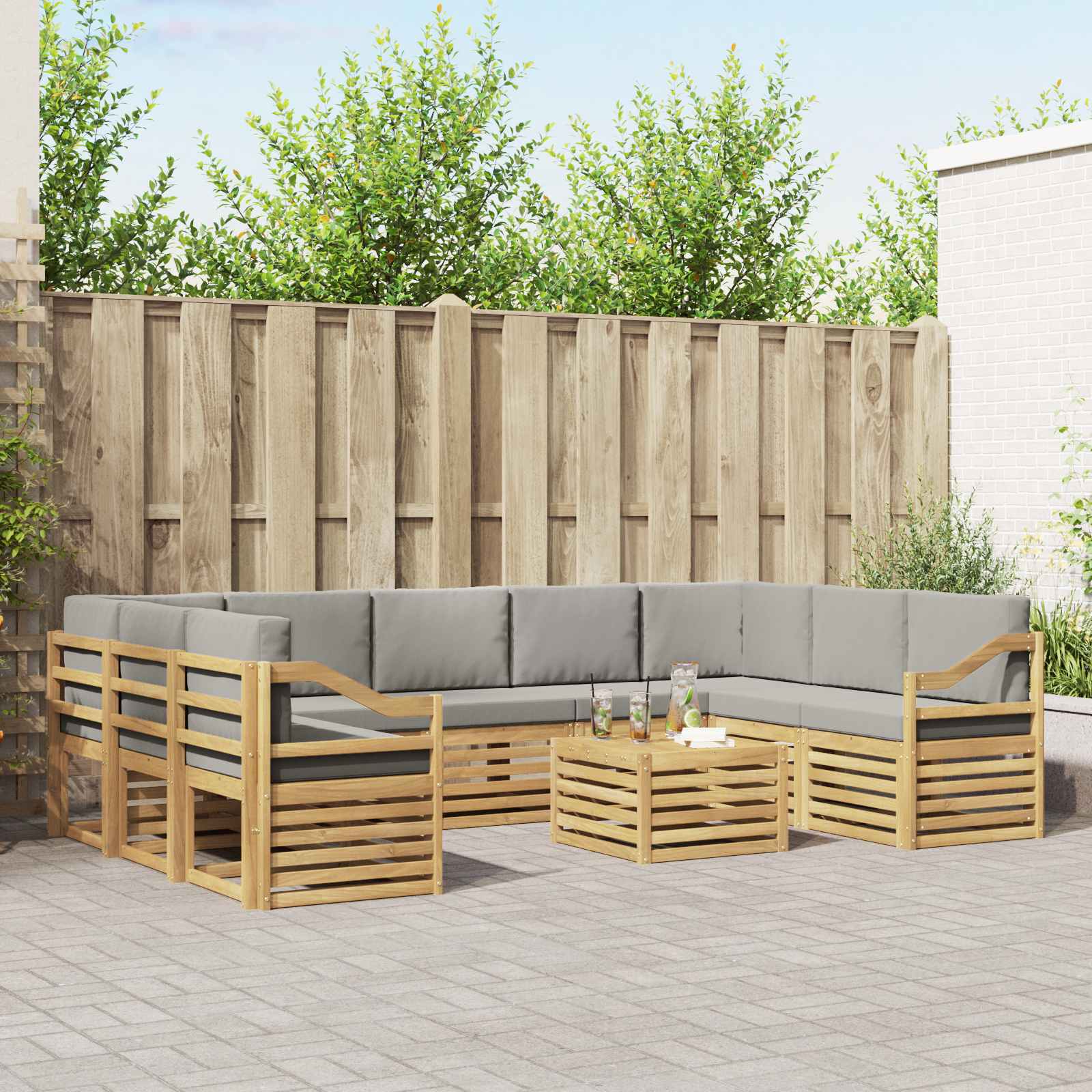 Setovi sofa 10 pcs Bijela i svjetlosiva 59 x 59 x 37 cm
