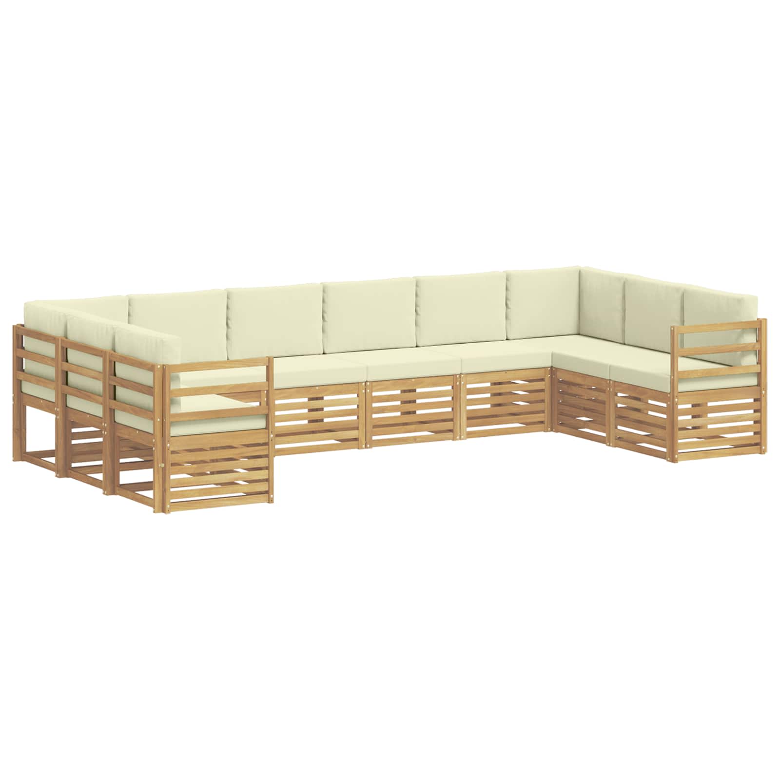 Set vanjskih sofa s jastukom 10 pcs Bijela i krem Poliester