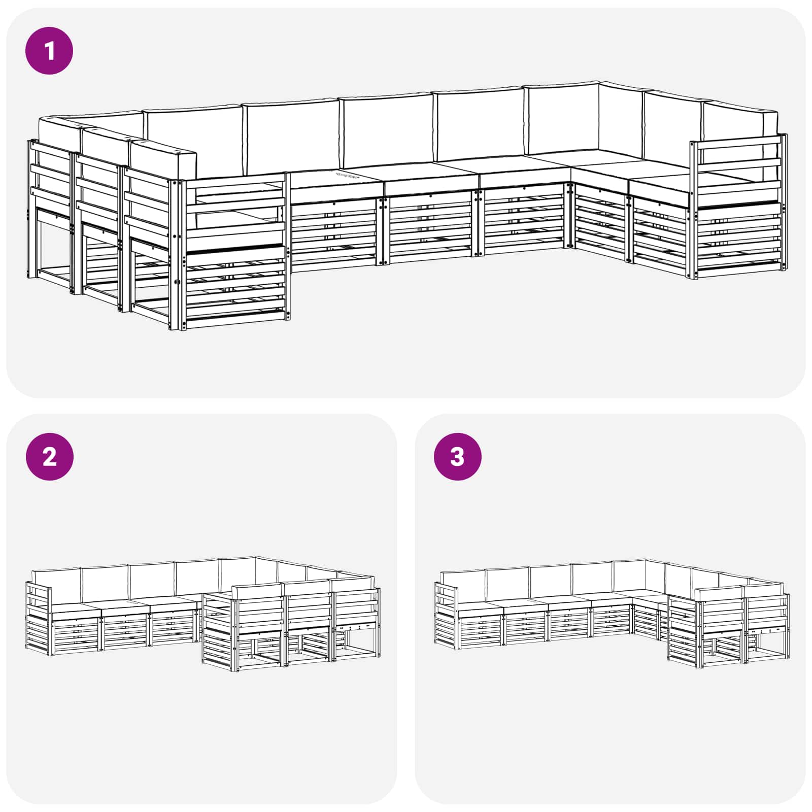 Set vanjskih sofa s jastukom 10 pcs Bijela i krem Poliester