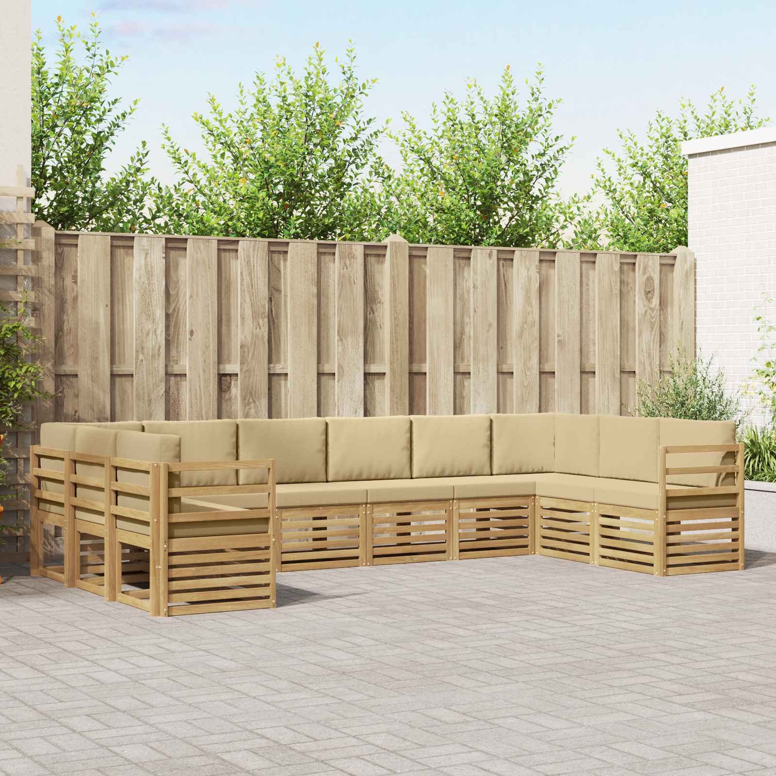 Sekcijska garnitura 10 pcs Bijela i bež 363 x 185,5 x 73 cm