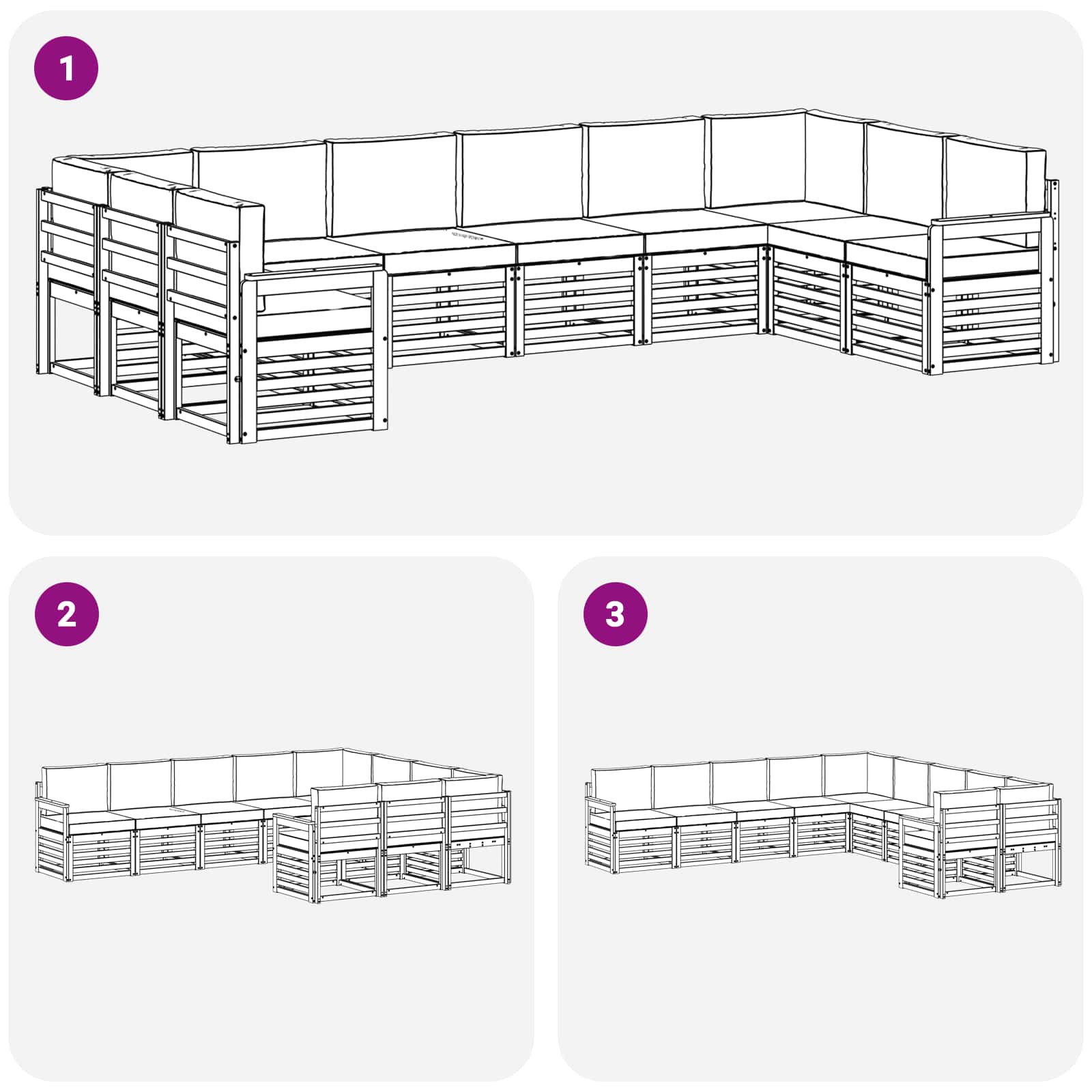 Set vanjskih sofa 7 pcs Bijela i Antracit 363 x 187,5 x 73 cm