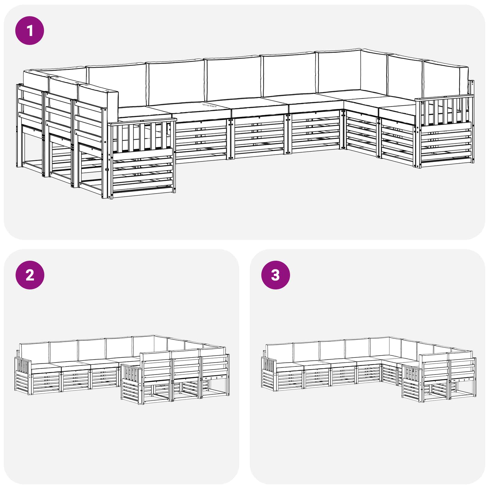 Set vanjskih sofa 7 pcs Bijela i svijetlosiva