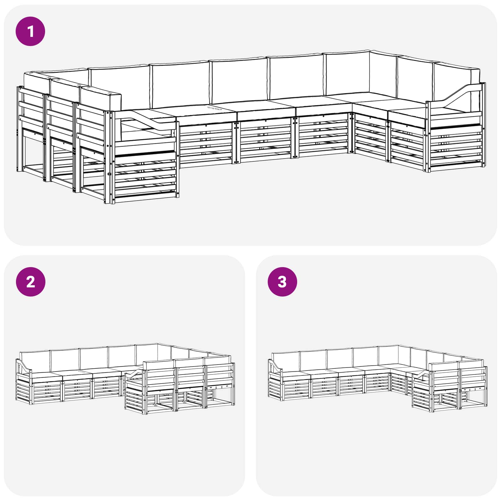 Set vanjskih sofa s jastukom 10 pcs Bijela i krem Poliester