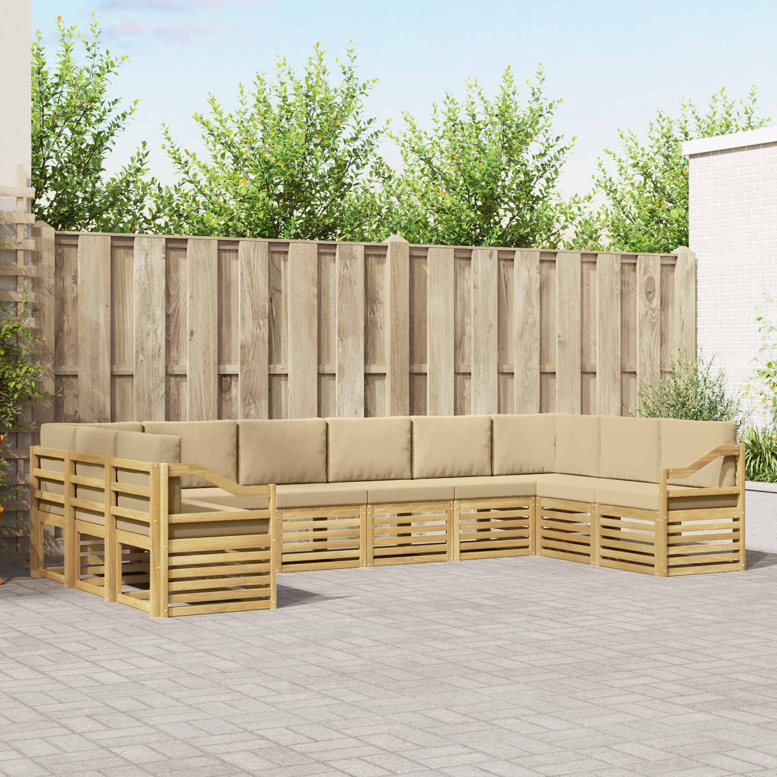 Sekcijska garnitura 10 pcs Bijela i bež 363 x 185,5 x 73 cm