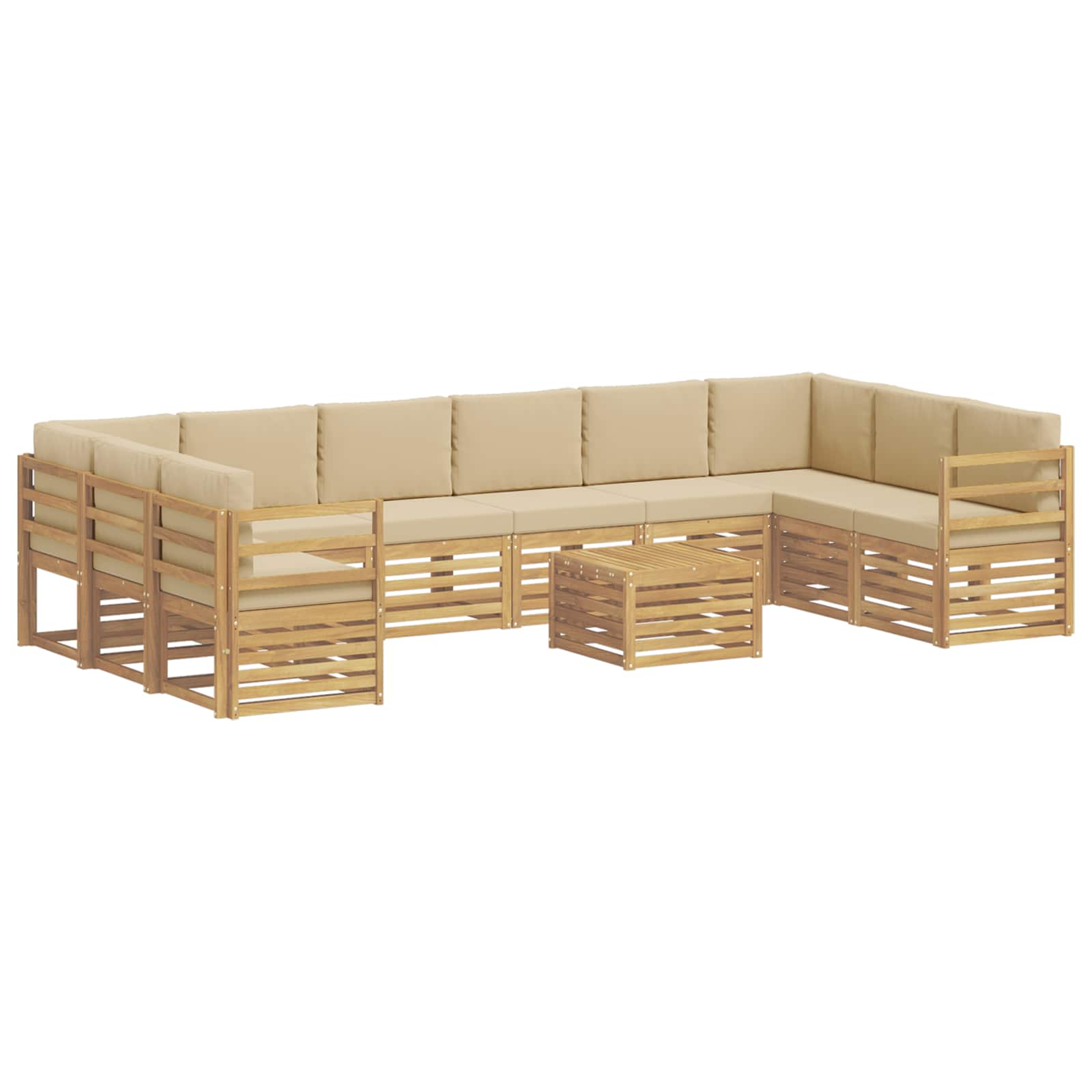 Set vanjskih sofa 11 pcs Bijela i bež 59 x 59 x 37 cm Poliester