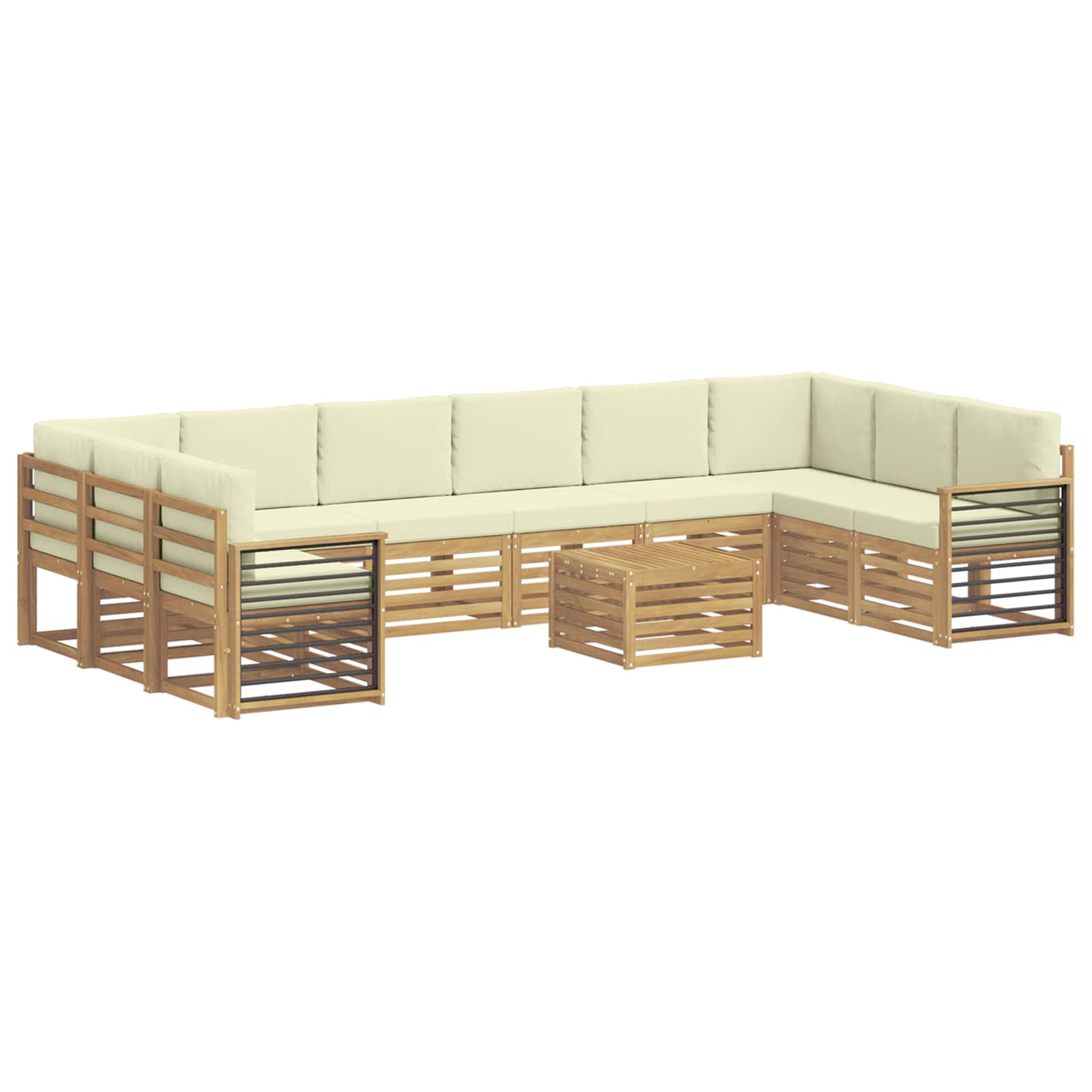 Set vanjskih sofa s jastukom 11 pcs Bijela i krem Poliester