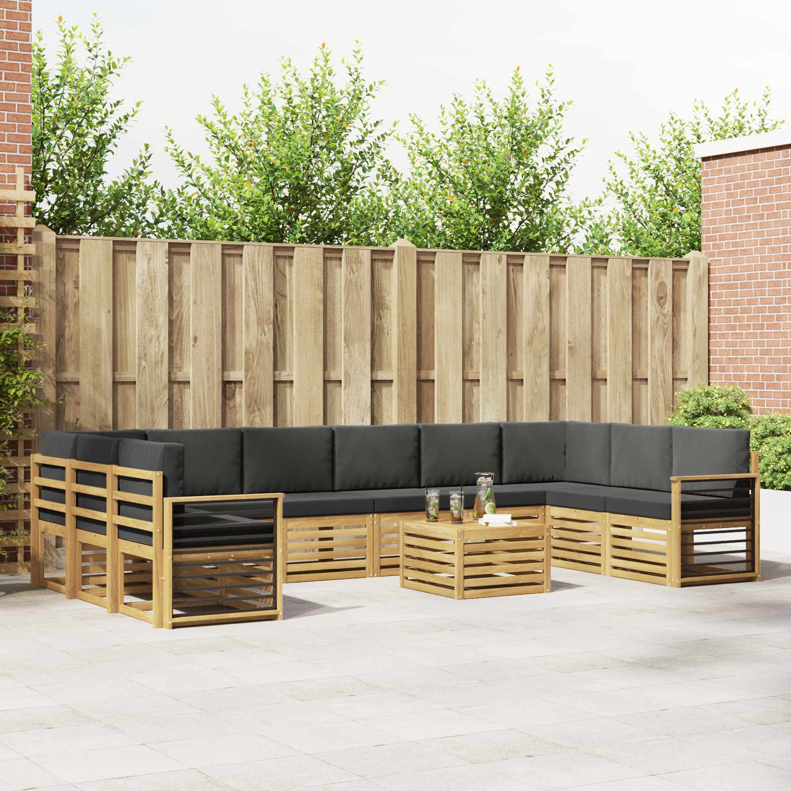 Set vanjskih sofa 8 pcs Bijela i Antracit 59 x 59 x 37 cm