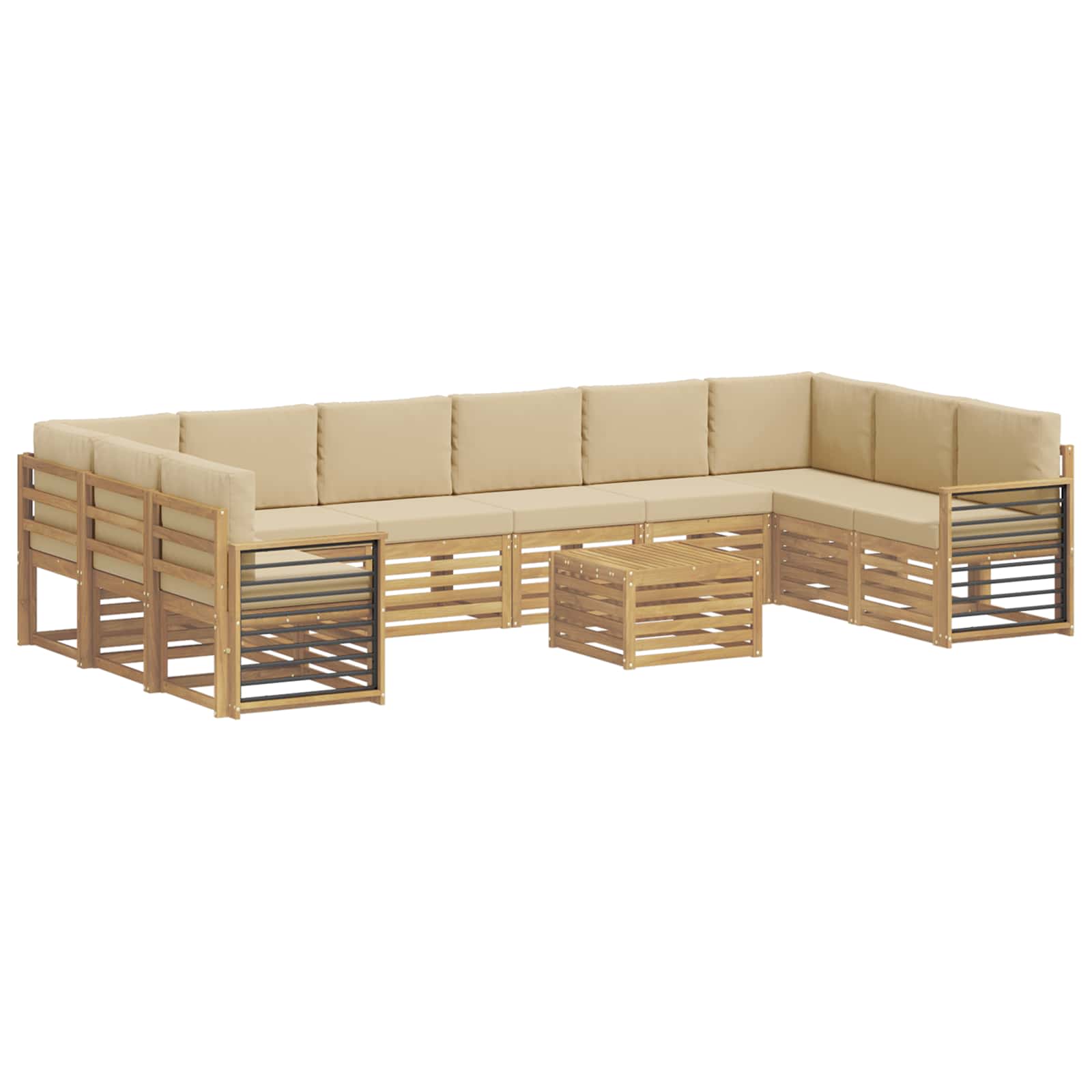 Set vanjskih sofa 11 pcs Bijela i bež 59 x 59 x 37 cm Poliester